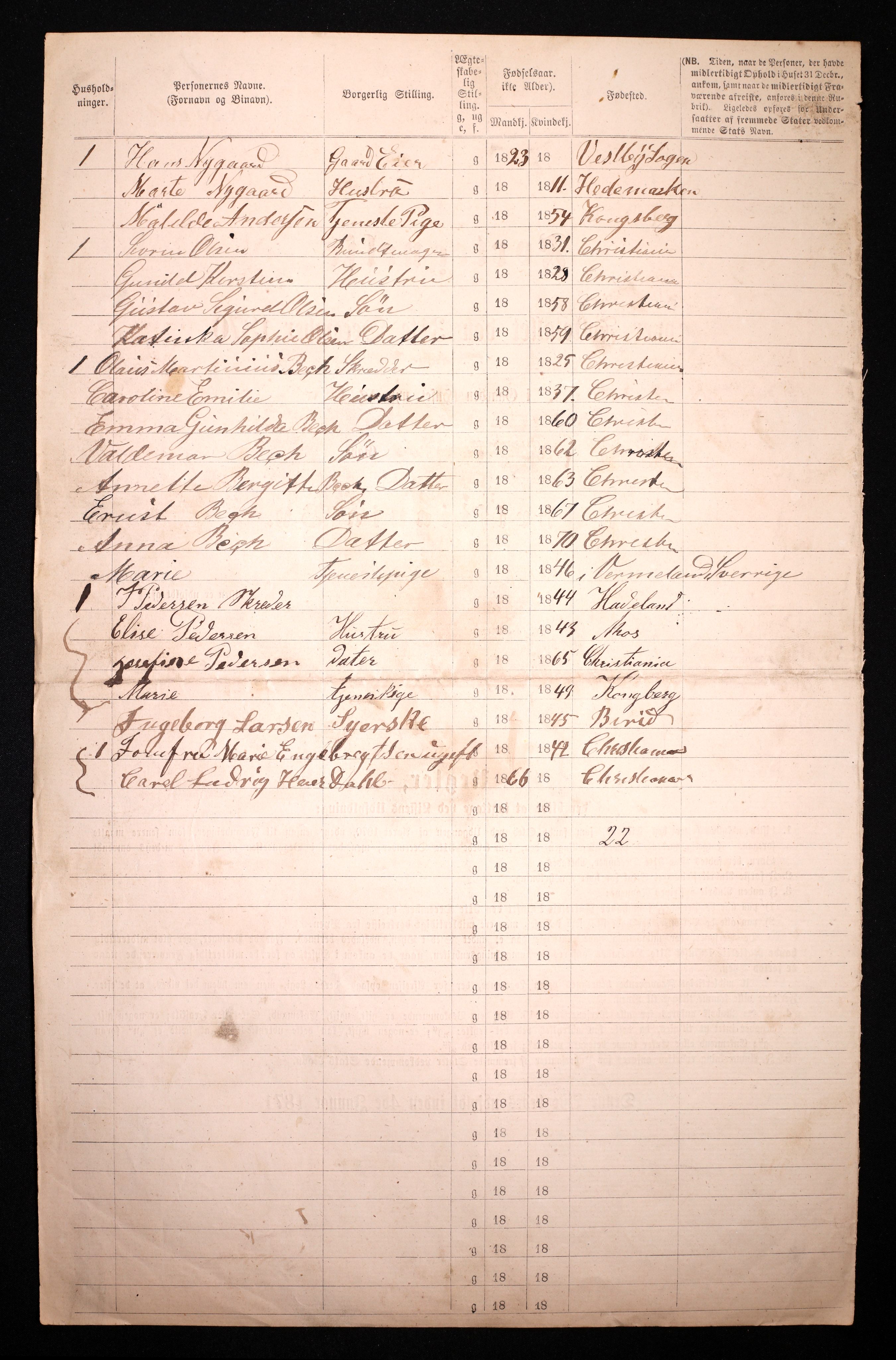 RA, 1870 census for 0301 Kristiania, 1870, p. 4743