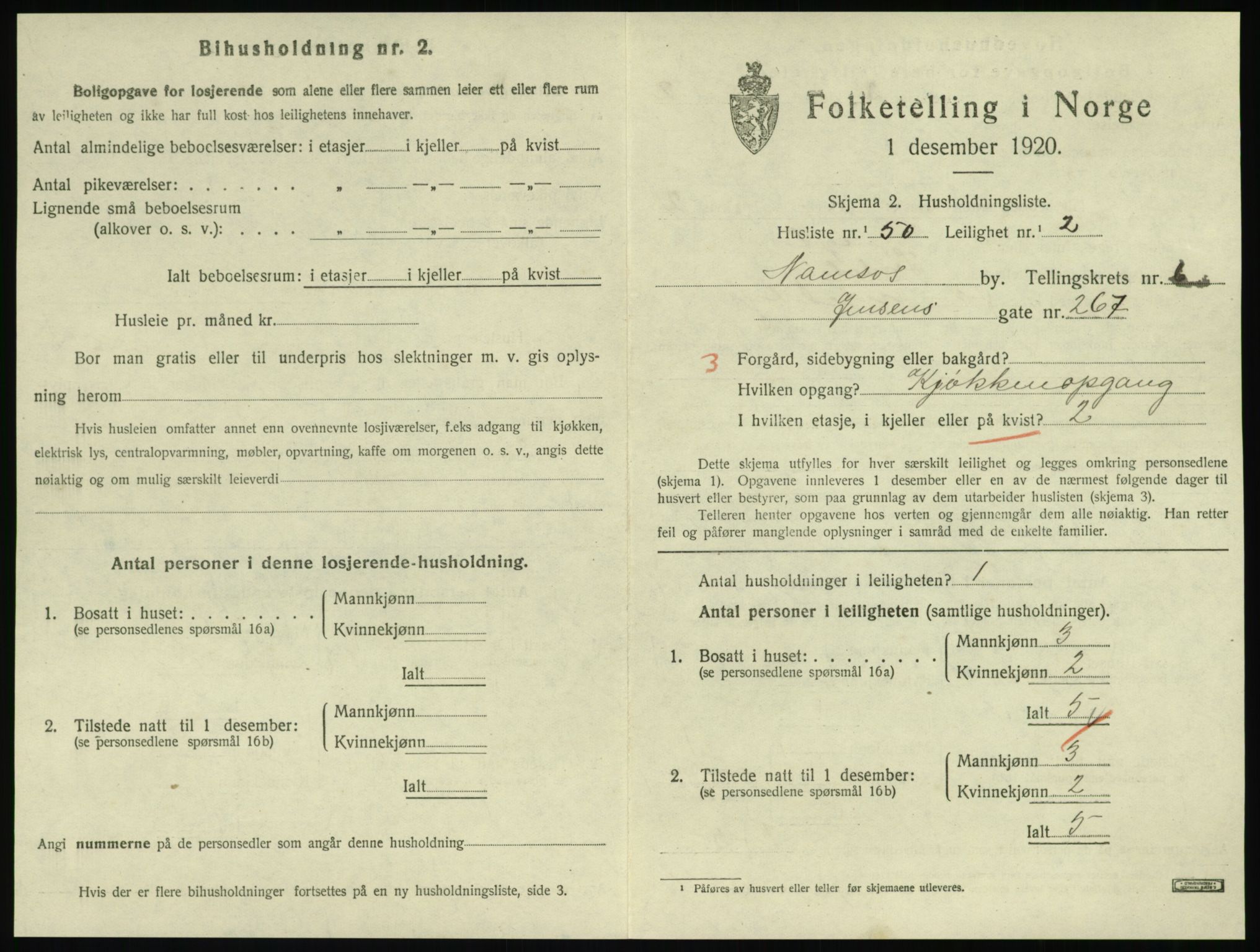 SAT, 1920 census for Namsos, 1920, p. 1967