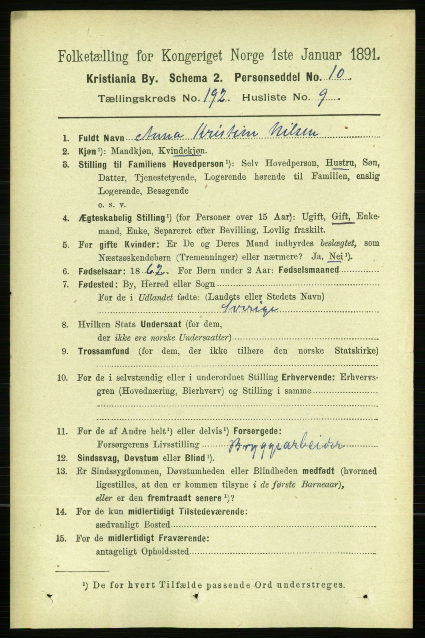 RA, 1891 census for 0301 Kristiania, 1891, p. 115656