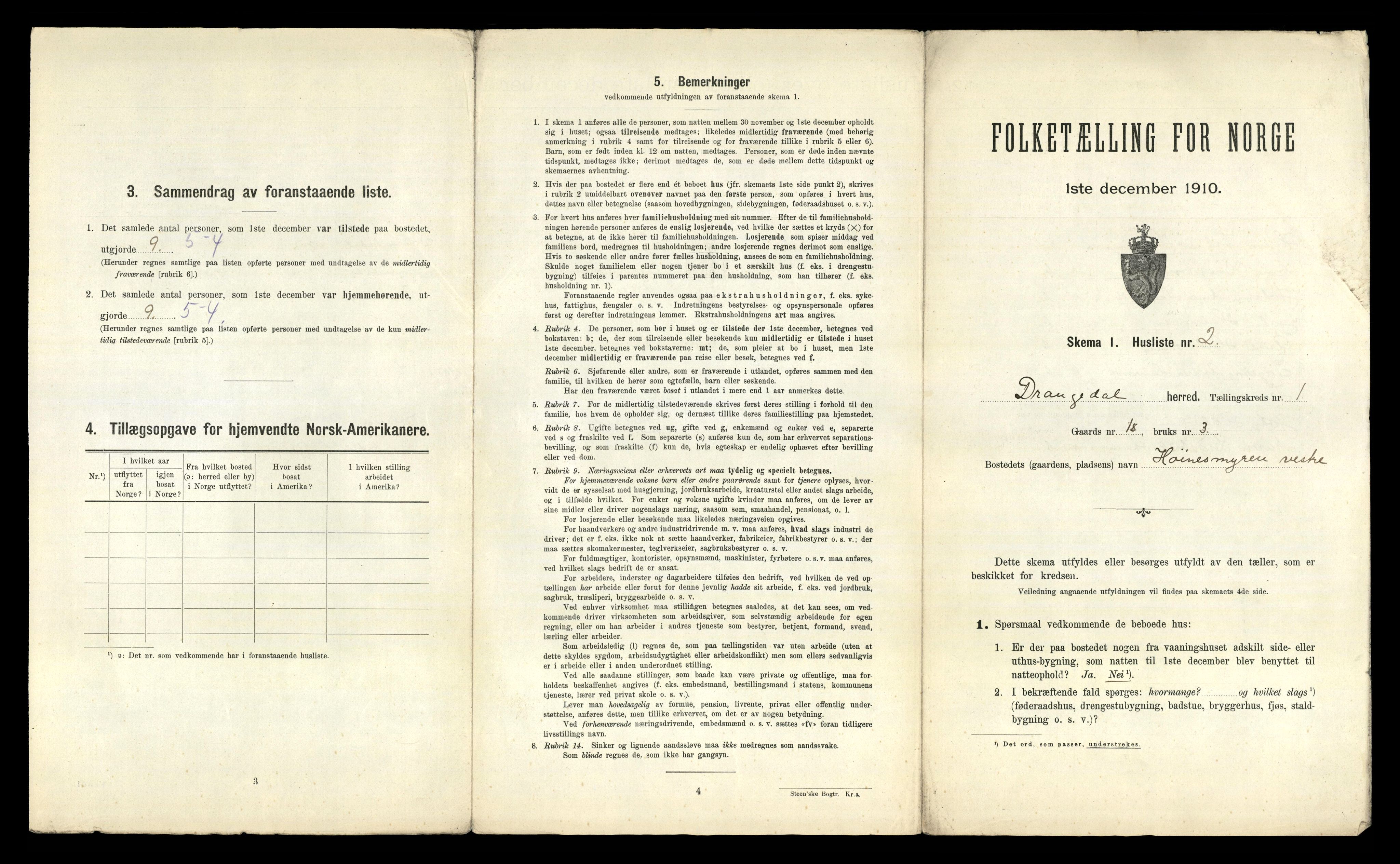 RA, 1910 census for Drangedal, 1910, p. 61