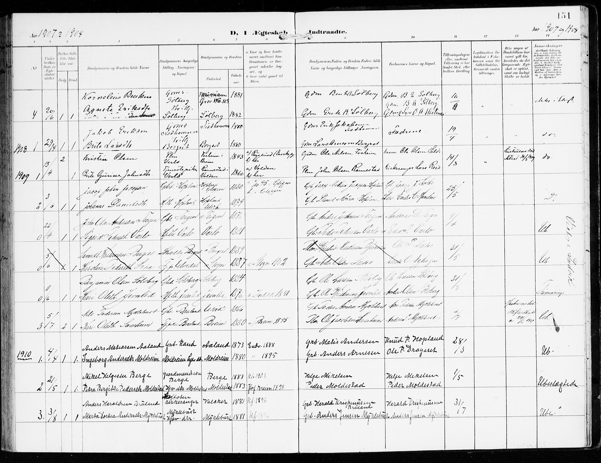 Innvik sokneprestembete, AV/SAB-A-80501: Parish register (official) no. D 2, 1900-1921, p. 151