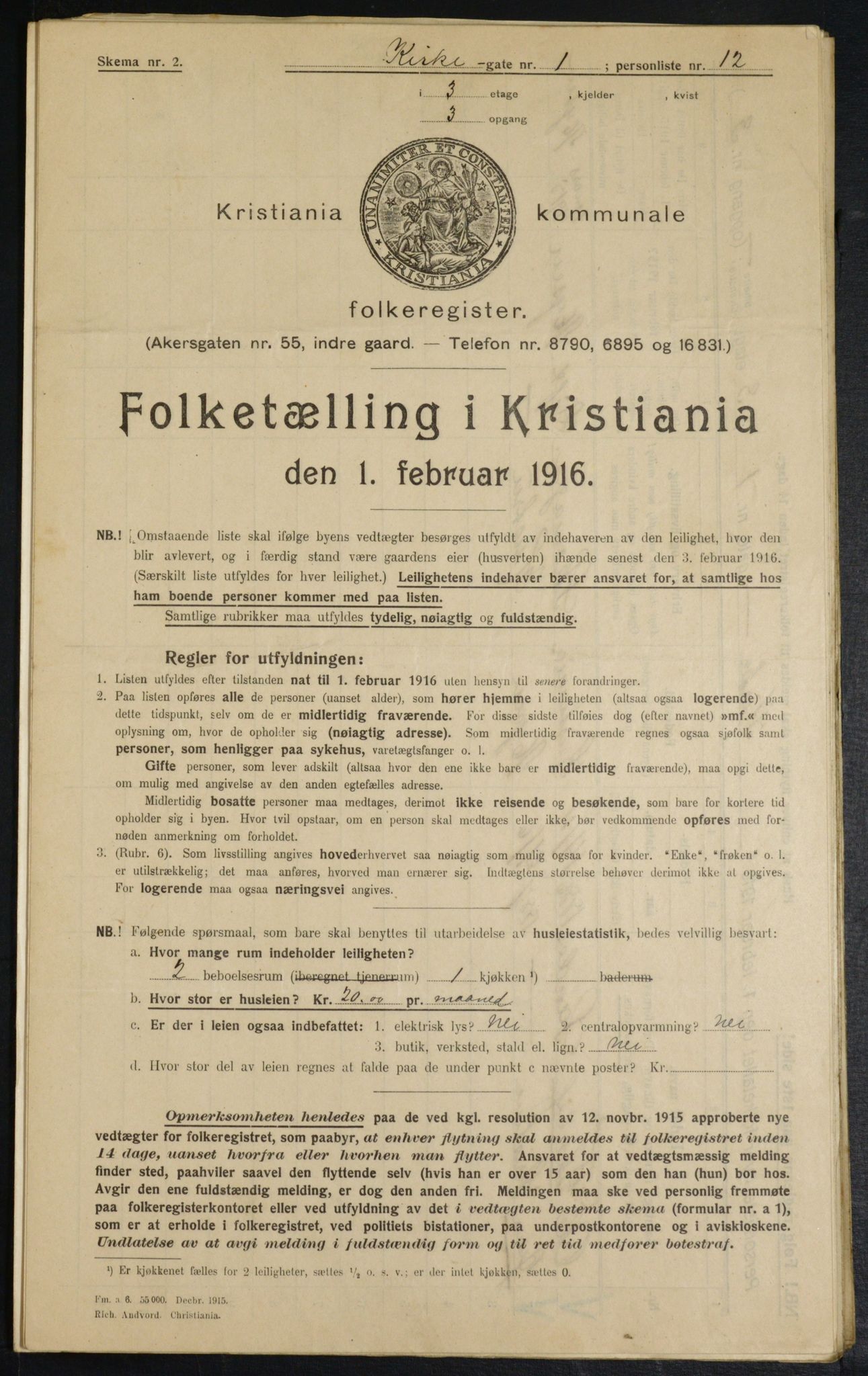 OBA, Municipal Census 1916 for Kristiania, 1916, p. 50820