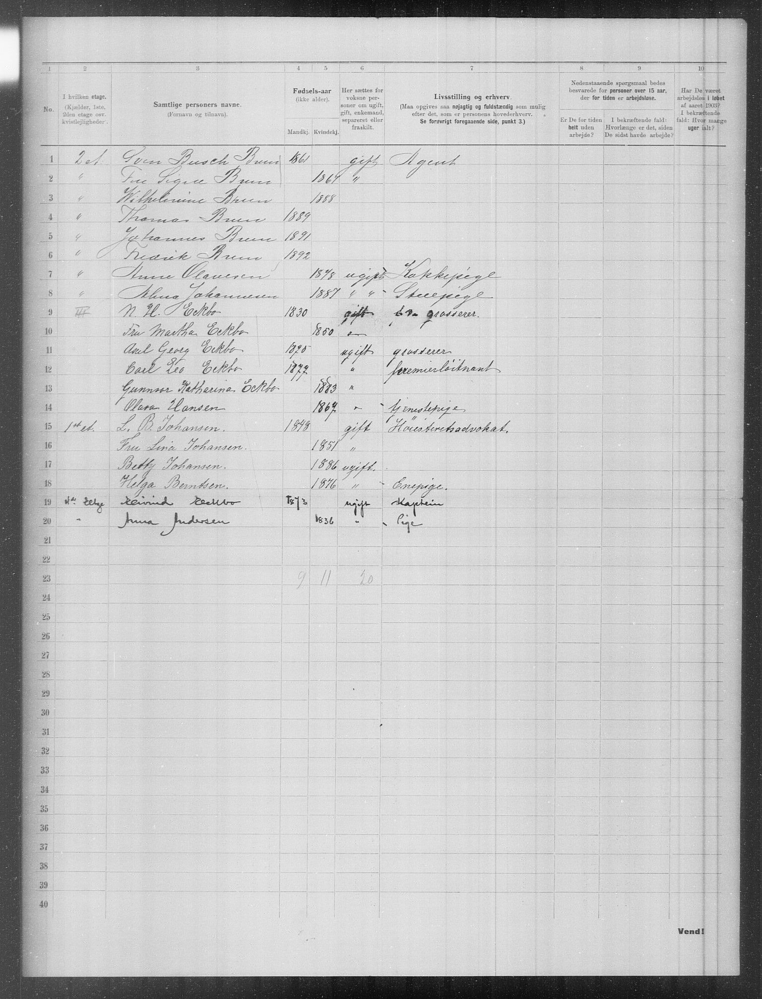 OBA, Municipal Census 1903 for Kristiania, 1903, p. 8800