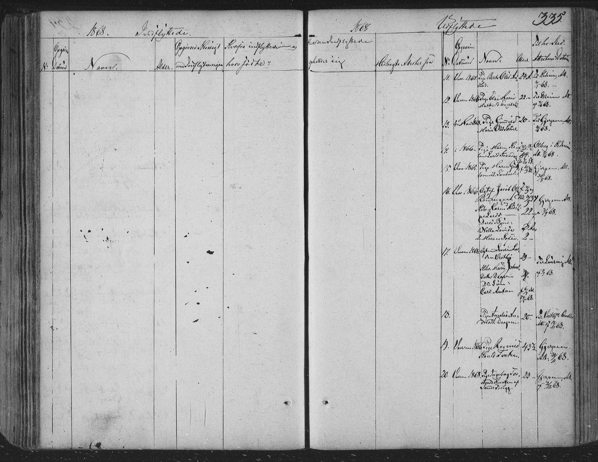 Siljan kirkebøker, AV/SAKO-A-300/F/Fa/L0001: Parish register (official) no. 1, 1831-1870, p. 335
