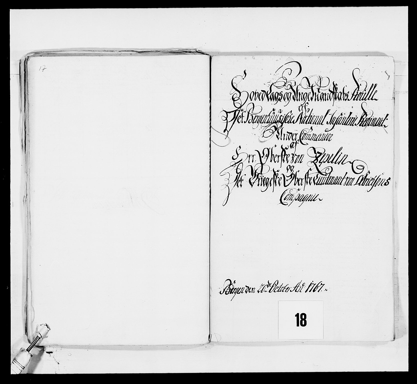 Kommanderende general (KG I) med Det norske krigsdirektorium, RA/EA-5419/E/Ea/L0519: 1. Bergenhusiske regiment, 1767, p. 439