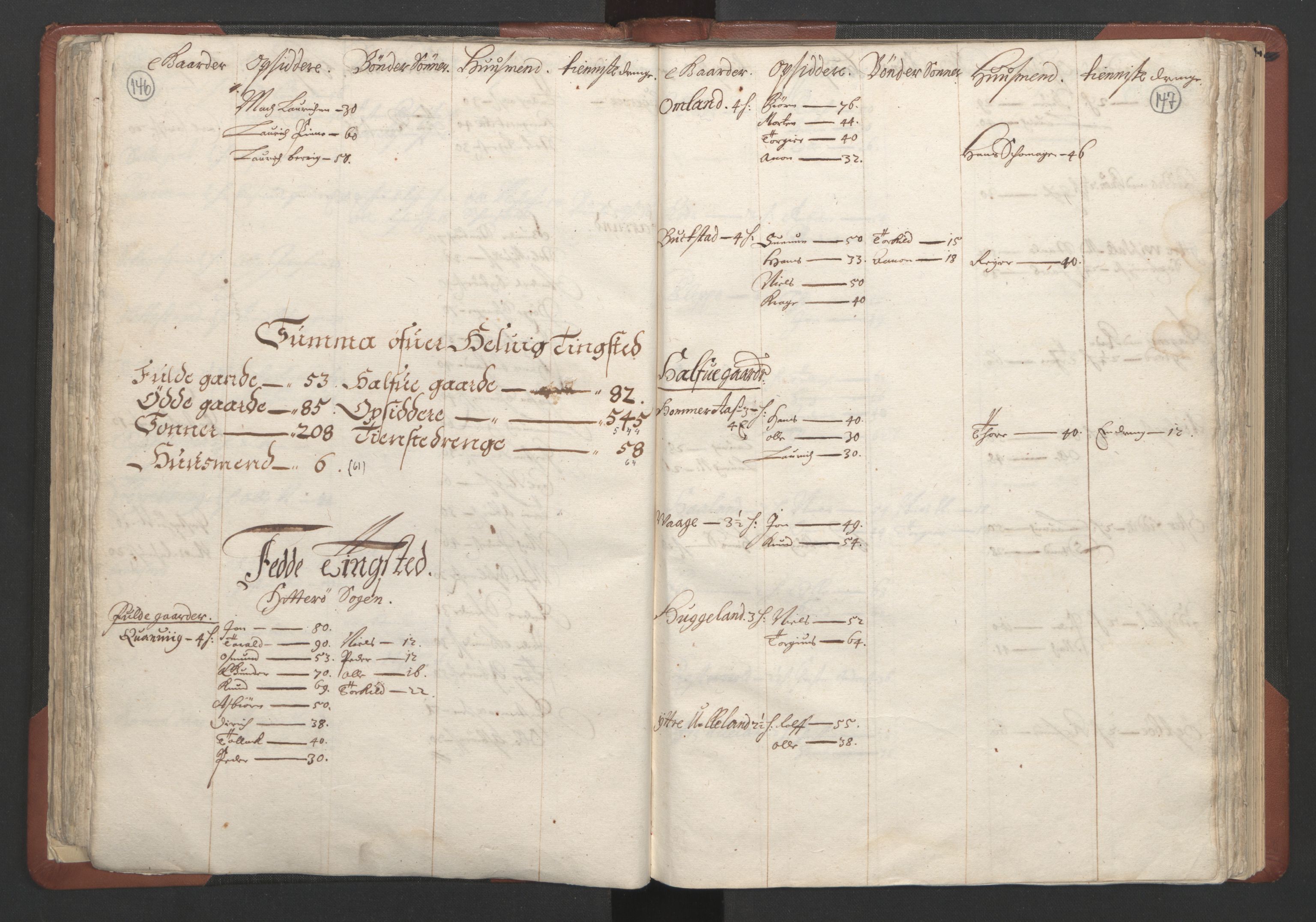 RA, Bailiff's Census 1664-1666, no. 10: Lista len, 1664, p. 146-147