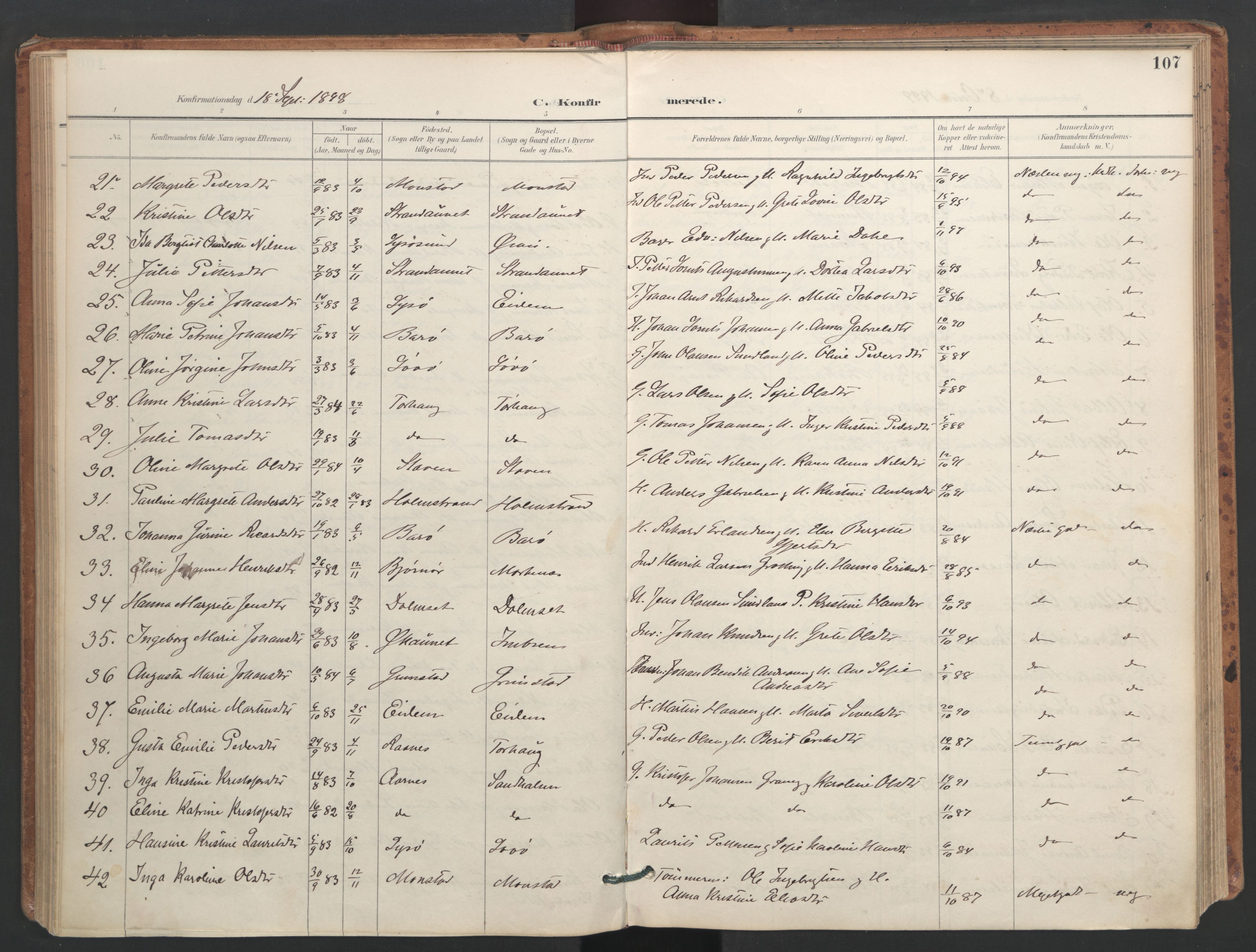 Ministerialprotokoller, klokkerbøker og fødselsregistre - Sør-Trøndelag, SAT/A-1456/655/L0681: Parish register (official) no. 655A10, 1895-1907, p. 107