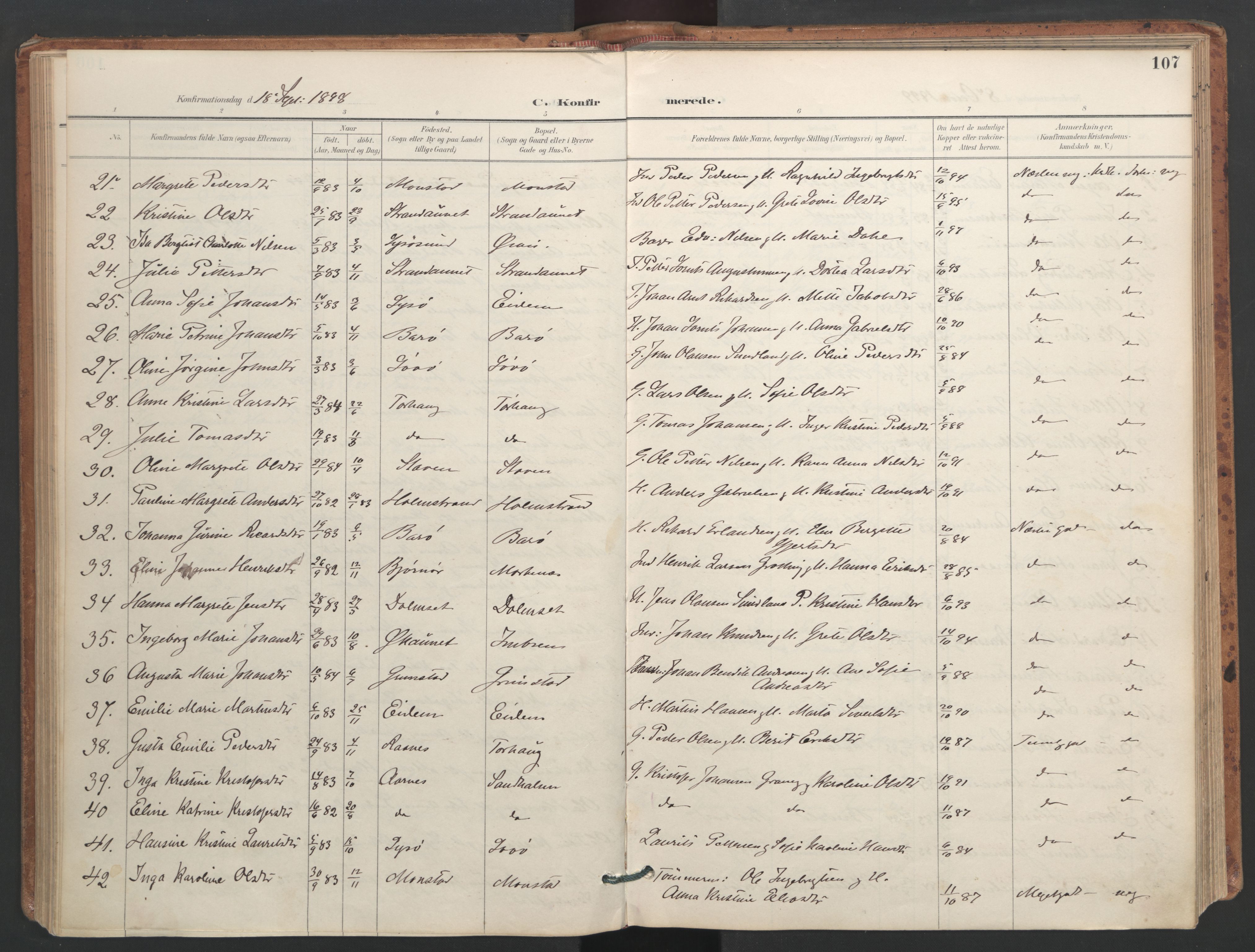 Ministerialprotokoller, klokkerbøker og fødselsregistre - Sør-Trøndelag, AV/SAT-A-1456/655/L0681: Parish register (official) no. 655A10, 1895-1907, p. 107