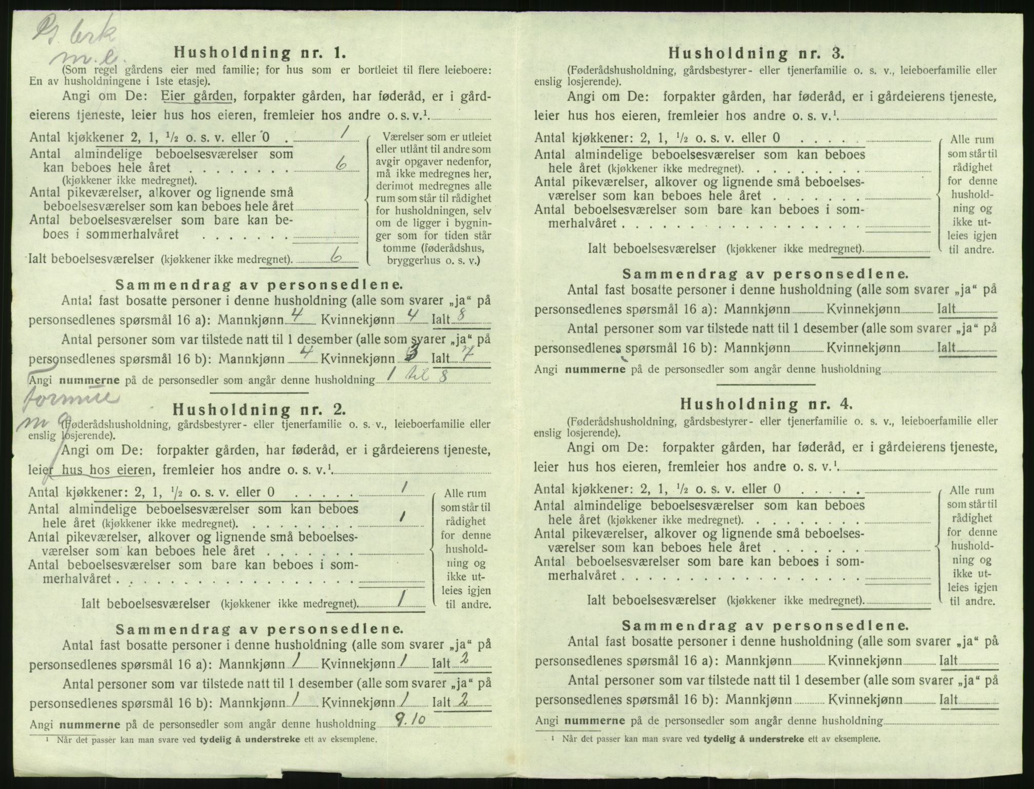 SAK, 1920 census for Mykland, 1920, p. 27
