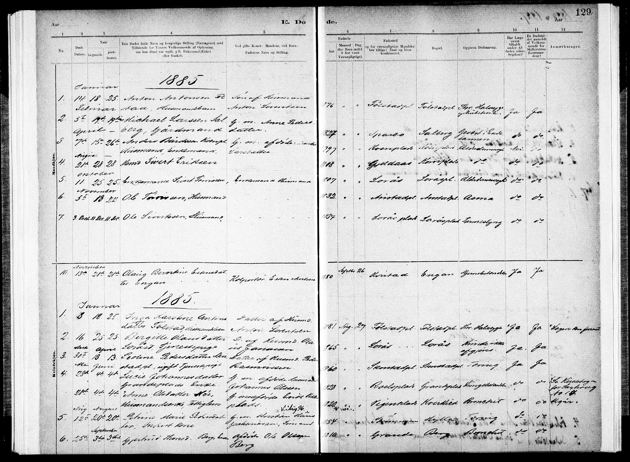 Ministerialprotokoller, klokkerbøker og fødselsregistre - Nord-Trøndelag, SAT/A-1458/731/L0309: Parish register (official) no. 731A01, 1879-1918, p. 129