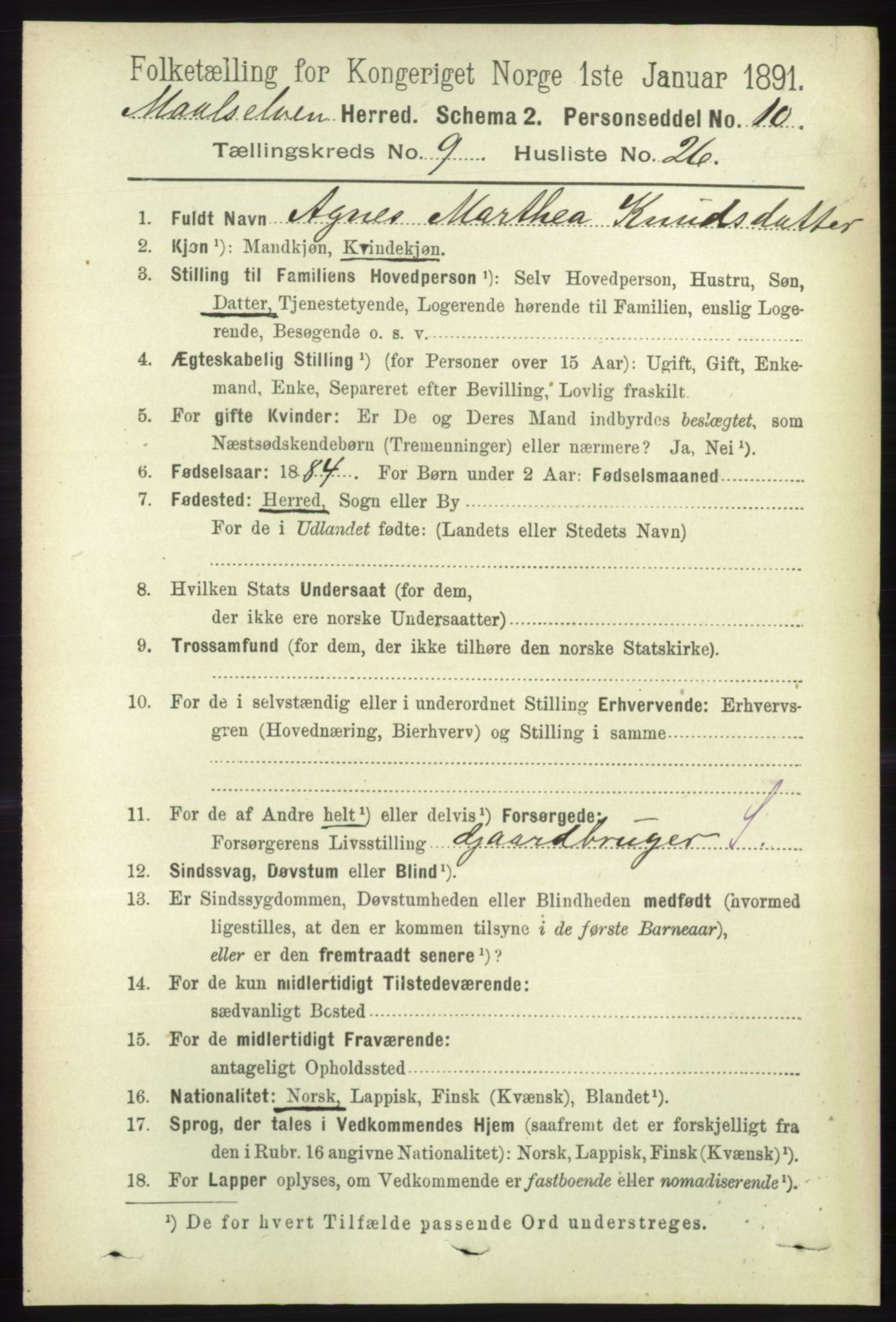 RA, 1891 census for 1924 Målselv, 1891, p. 2933