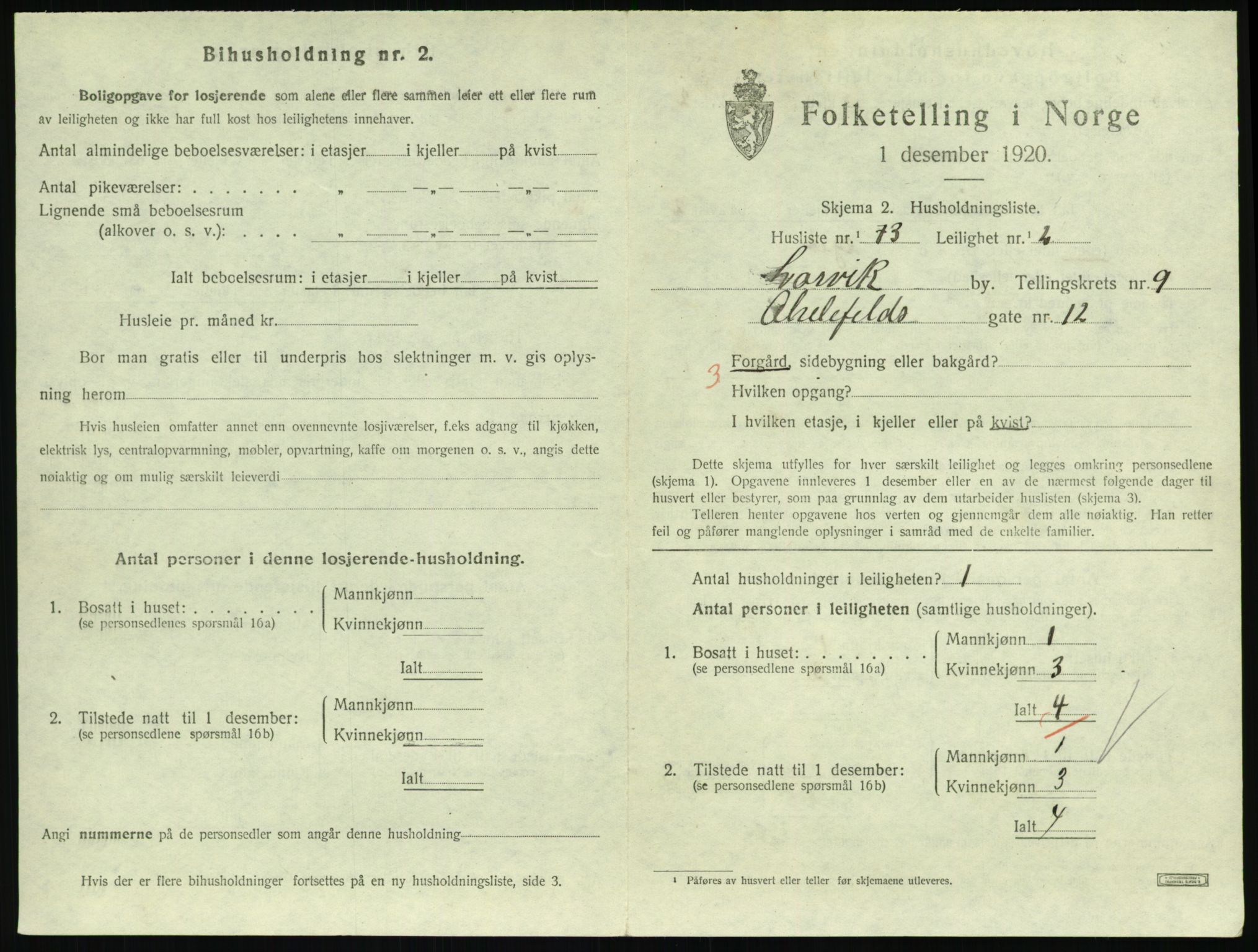 SAKO, 1920 census for Larvik, 1920, p. 7286