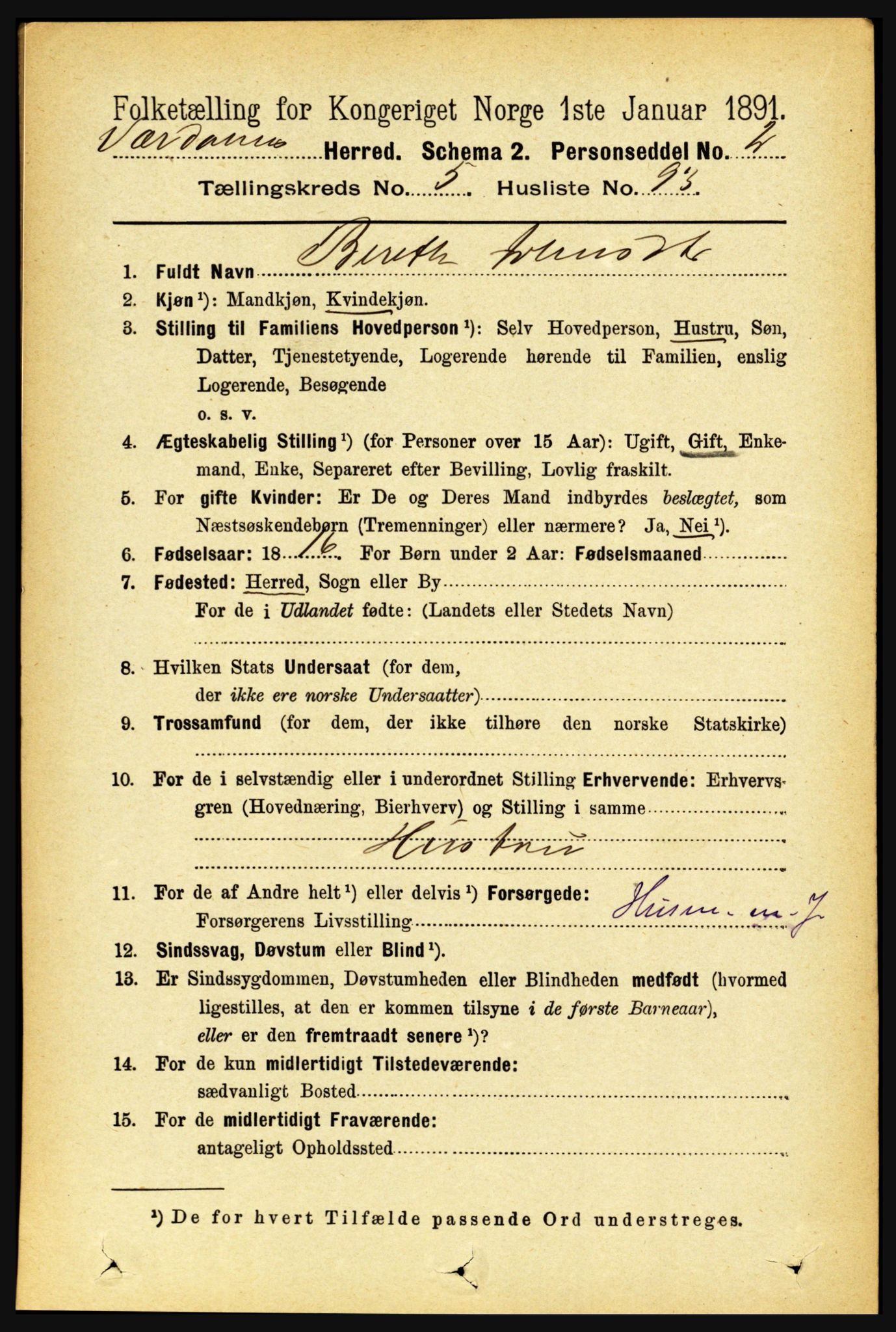 RA, 1891 census for 1721 Verdal, 1891, p. 3487