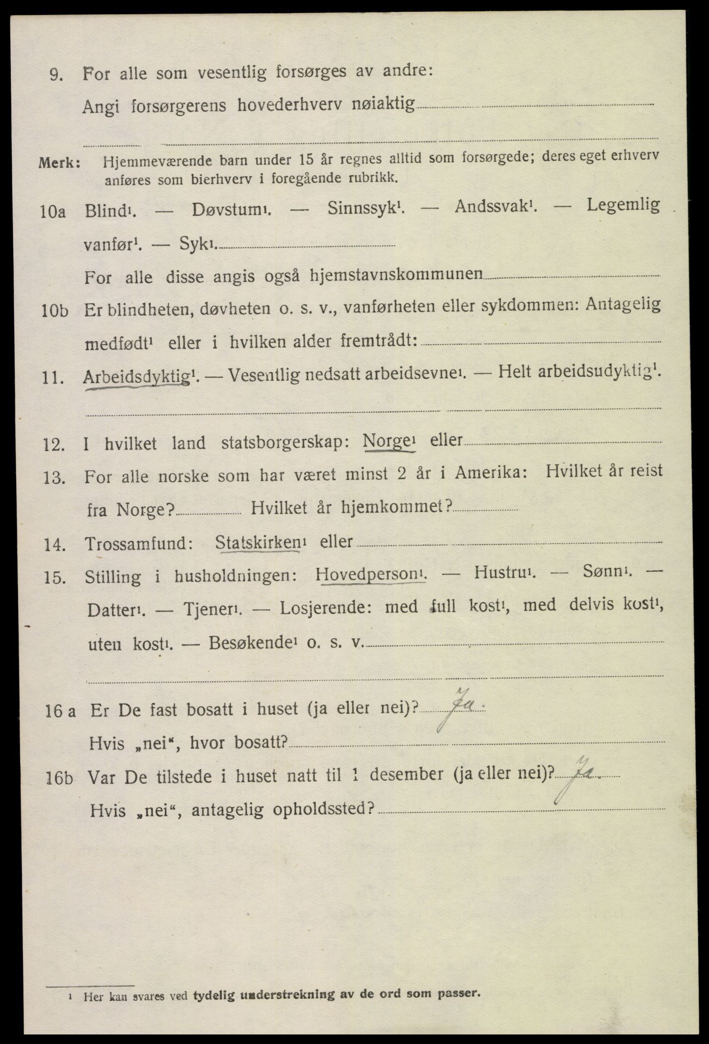 SAK, 1920 census for Øyestad, 1920, p. 3603