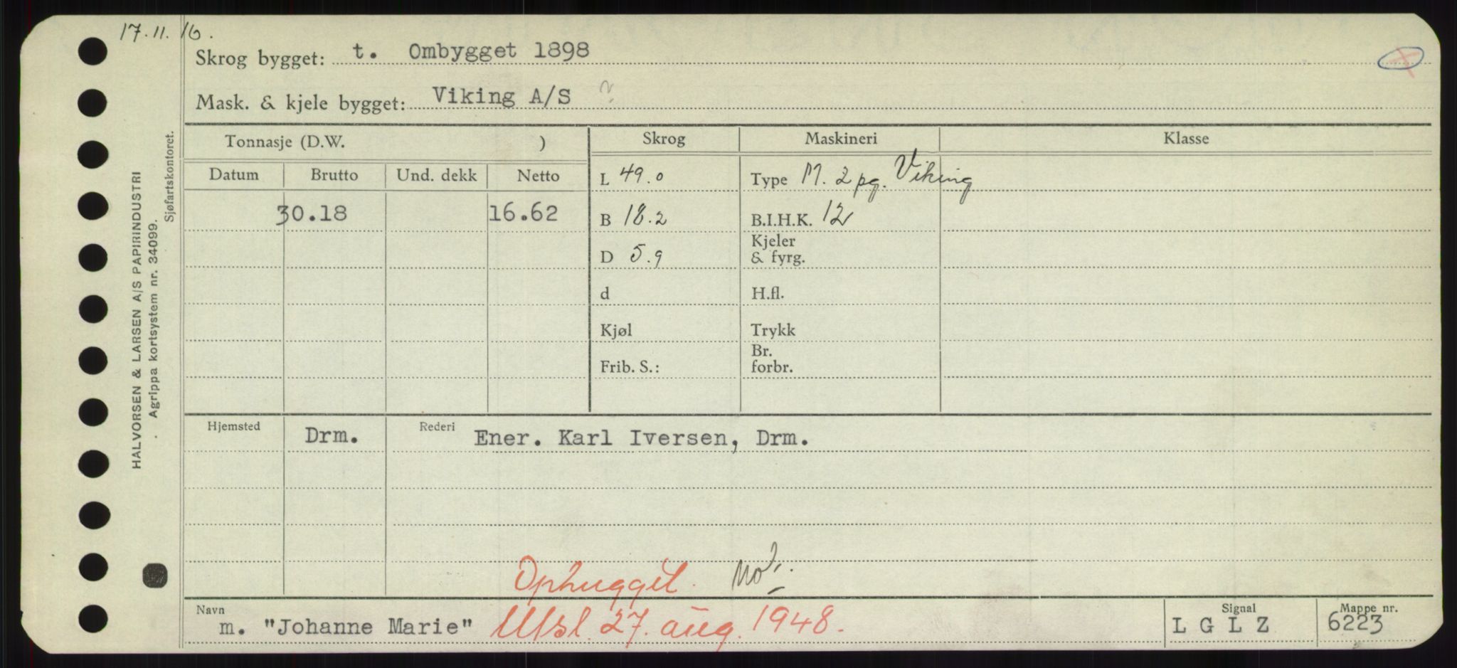 Sjøfartsdirektoratet med forløpere, Skipsmålingen, RA/S-1627/H/Hd/L0019: Fartøy, J, p. 465