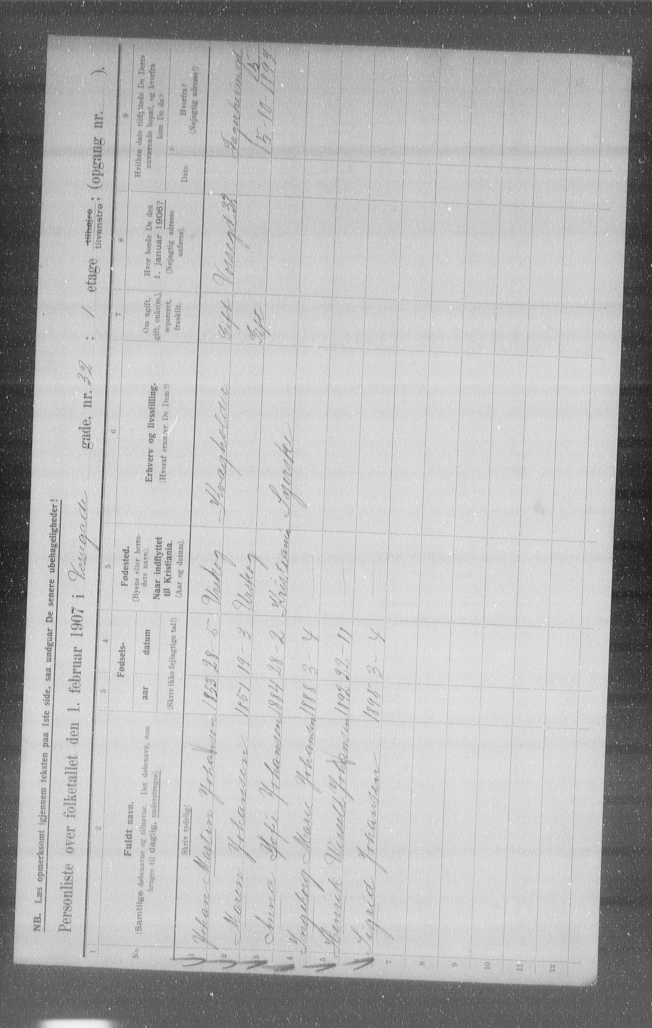 OBA, Municipal Census 1907 for Kristiania, 1907, p. 63817