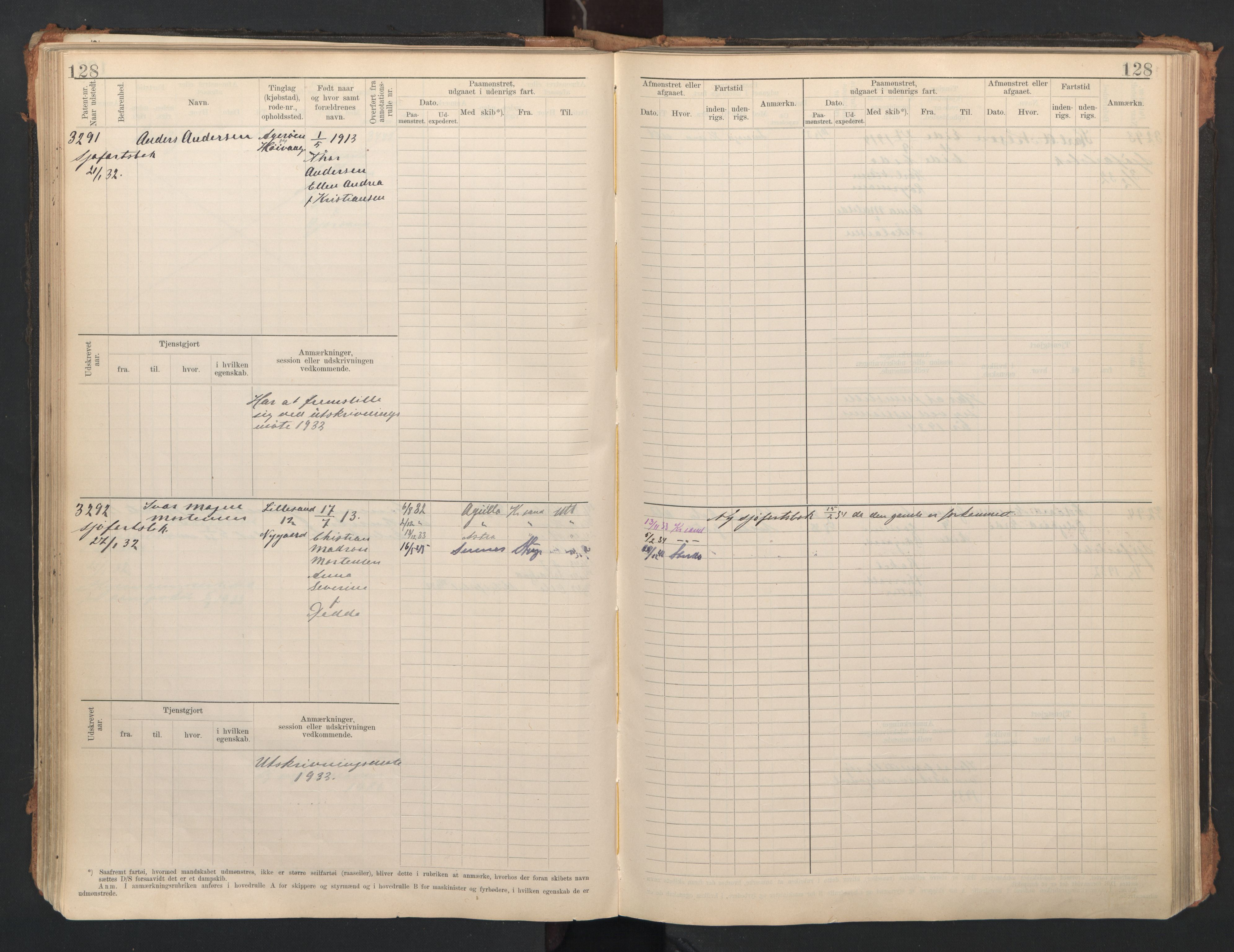 Lillesand mønstringskrets, SAK/2031-0014/F/Fb/L0006: Hovedrulle A nr 3049-3634, W-15, 1913-1946, p. 134