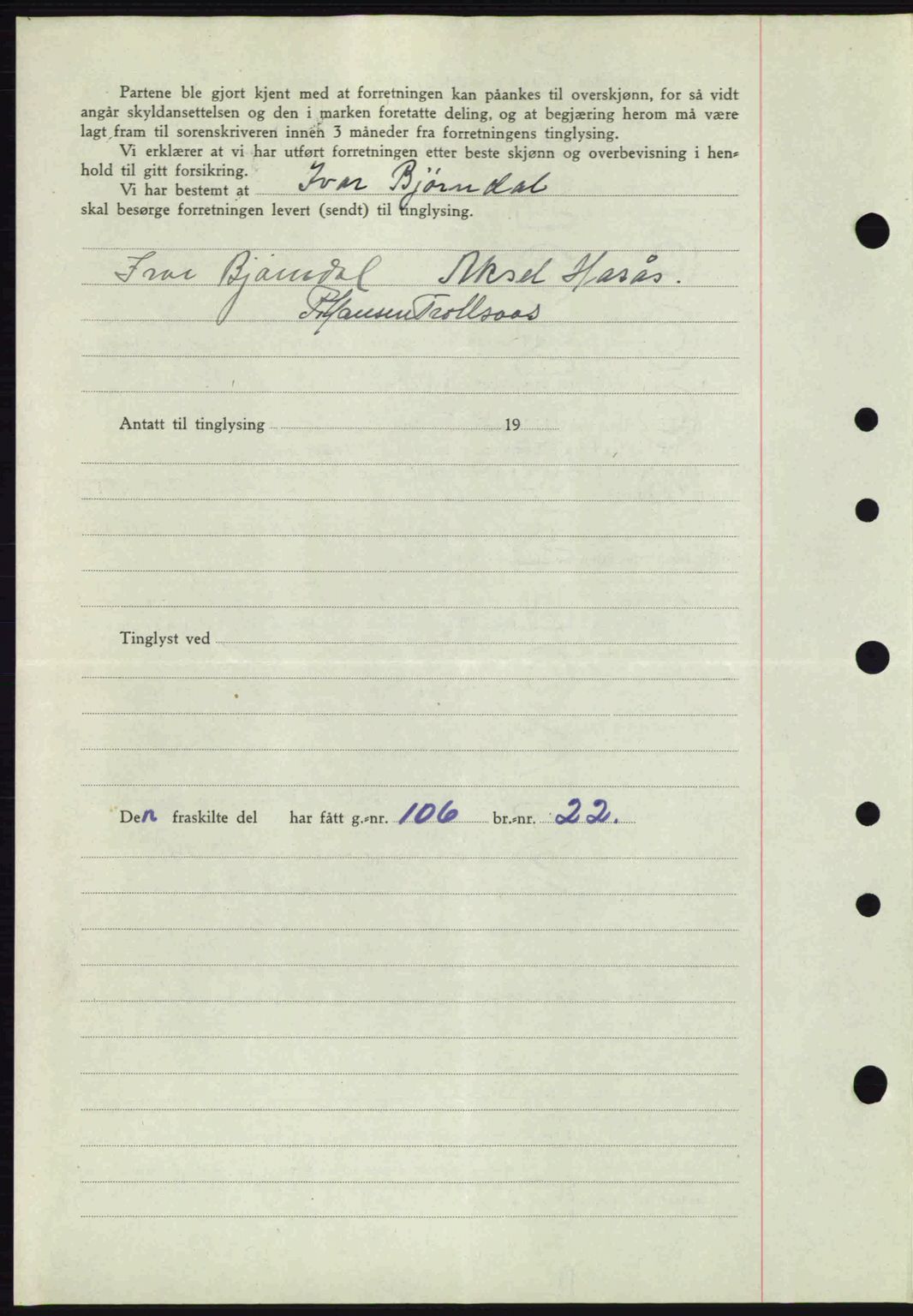 Jarlsberg sorenskriveri, SAKO/A-131/G/Ga/Gaa/L0016: Mortgage book no. A-16, 1944-1945, Diary no: : 1767/1944