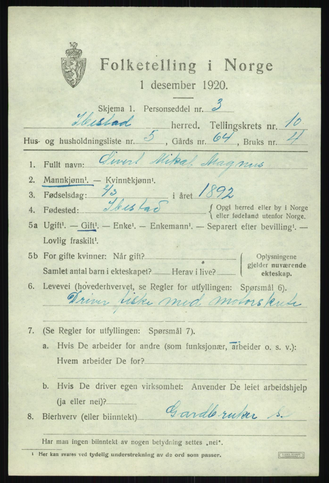 SATØ, 1920 census for Ibestad, 1920, p. 5667