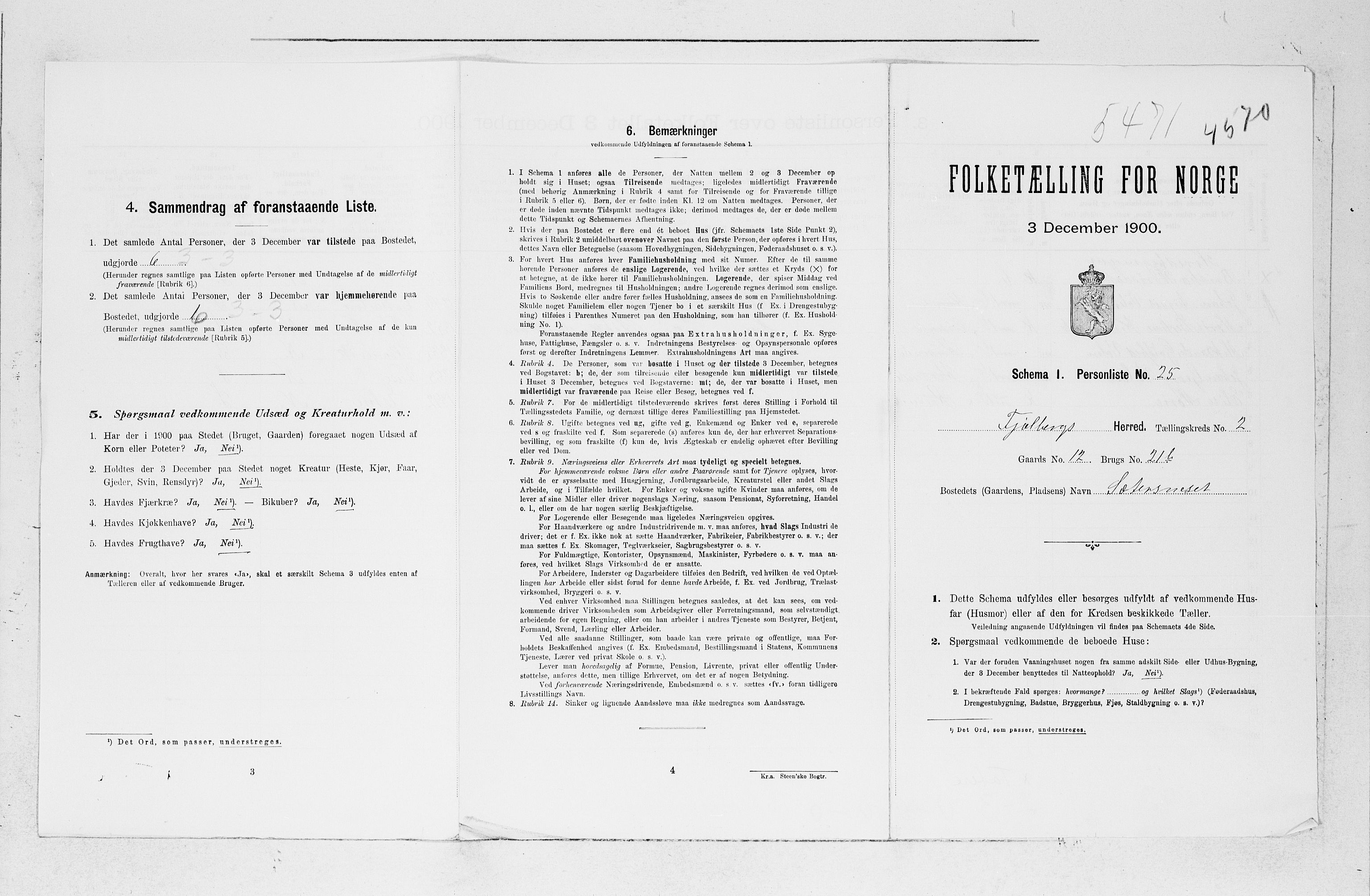 SAB, 1900 census for Fjelberg, 1900, p. 38