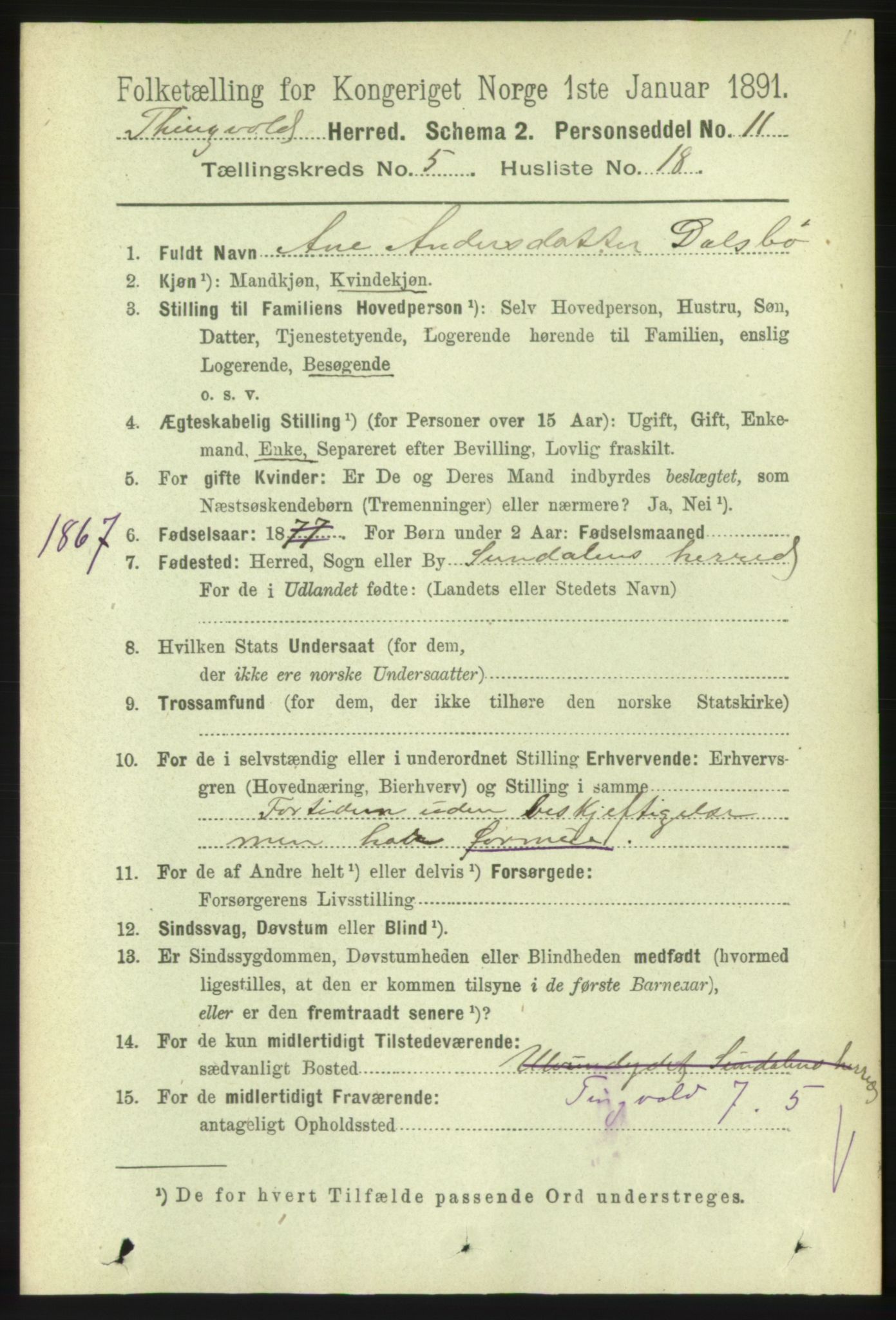 RA, 1891 census for 1560 Tingvoll, 1891, p. 2173