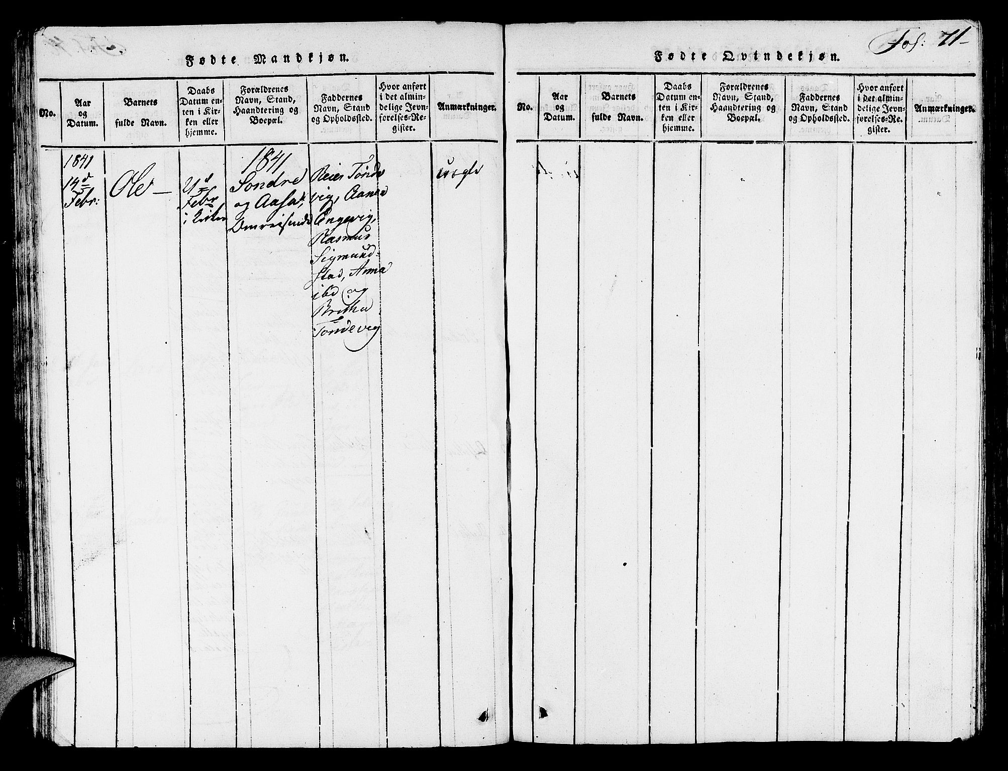 Hjelmeland sokneprestkontor, AV/SAST-A-101843/01/V/L0003: Parish register (copy) no. B 3, 1816-1841, p. 71