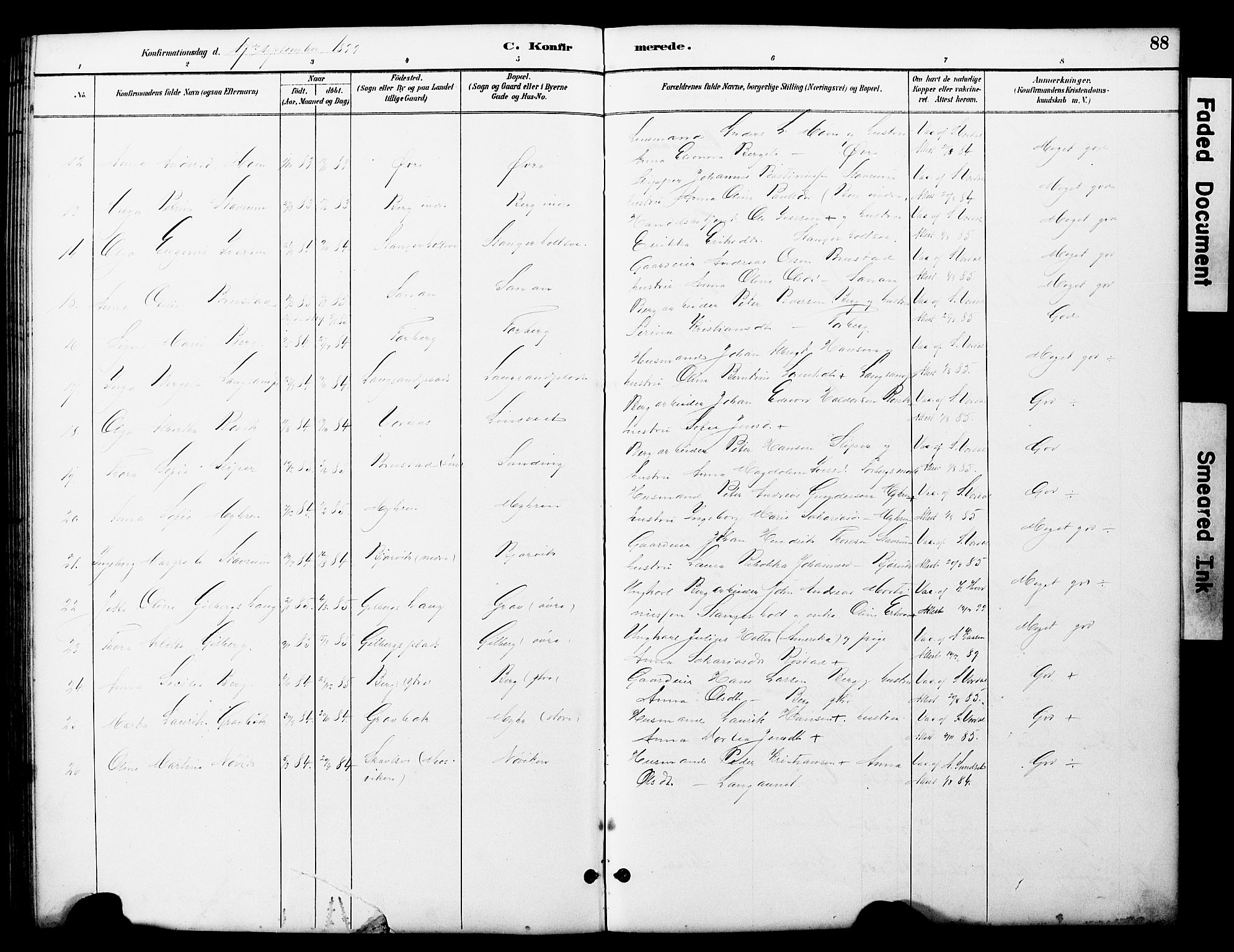 Ministerialprotokoller, klokkerbøker og fødselsregistre - Nord-Trøndelag, SAT/A-1458/722/L0226: Parish register (copy) no. 722C02, 1889-1927, p. 88