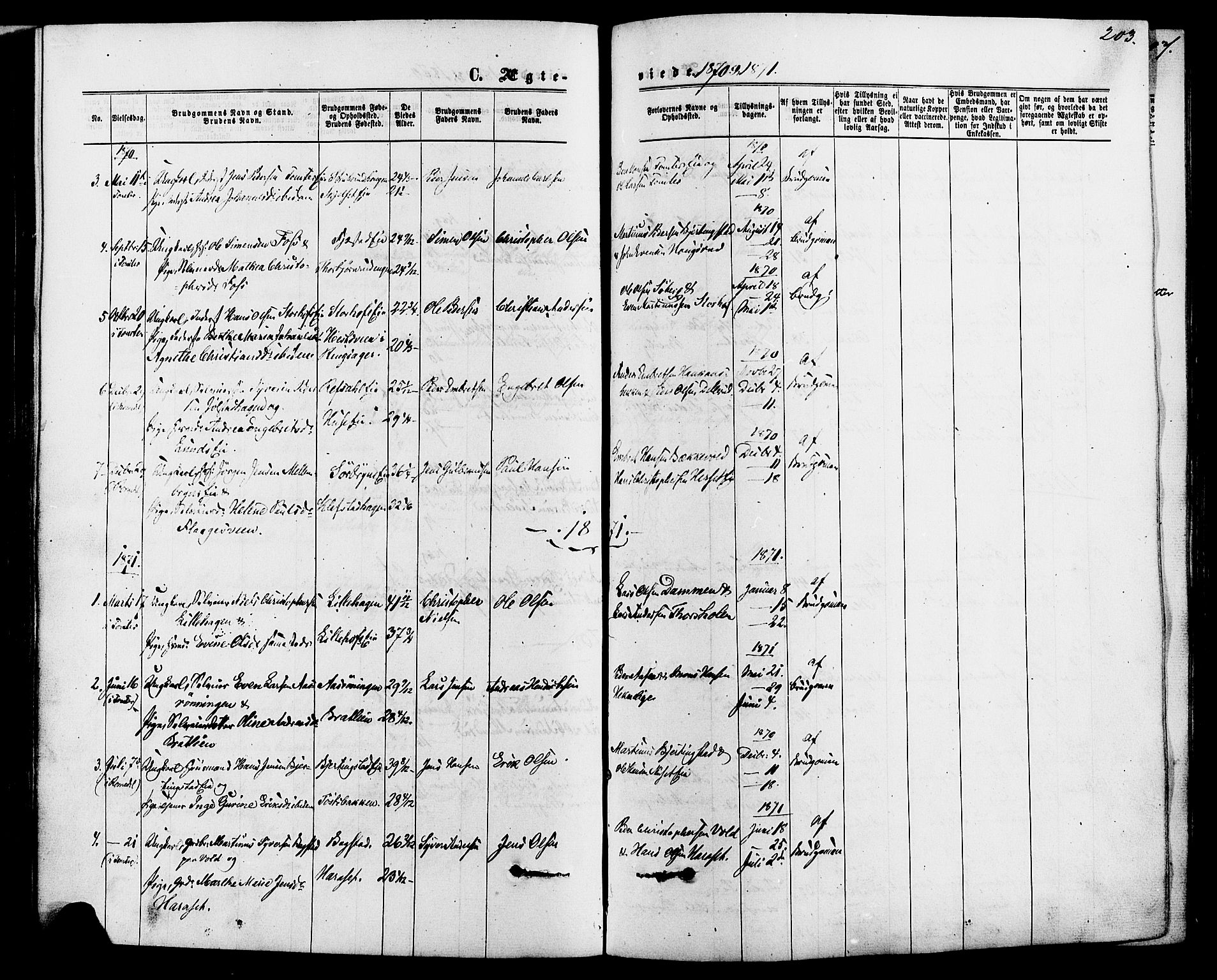 Romedal prestekontor, AV/SAH-PREST-004/K/L0006: Parish register (official) no. 6, 1866-1886, p. 203