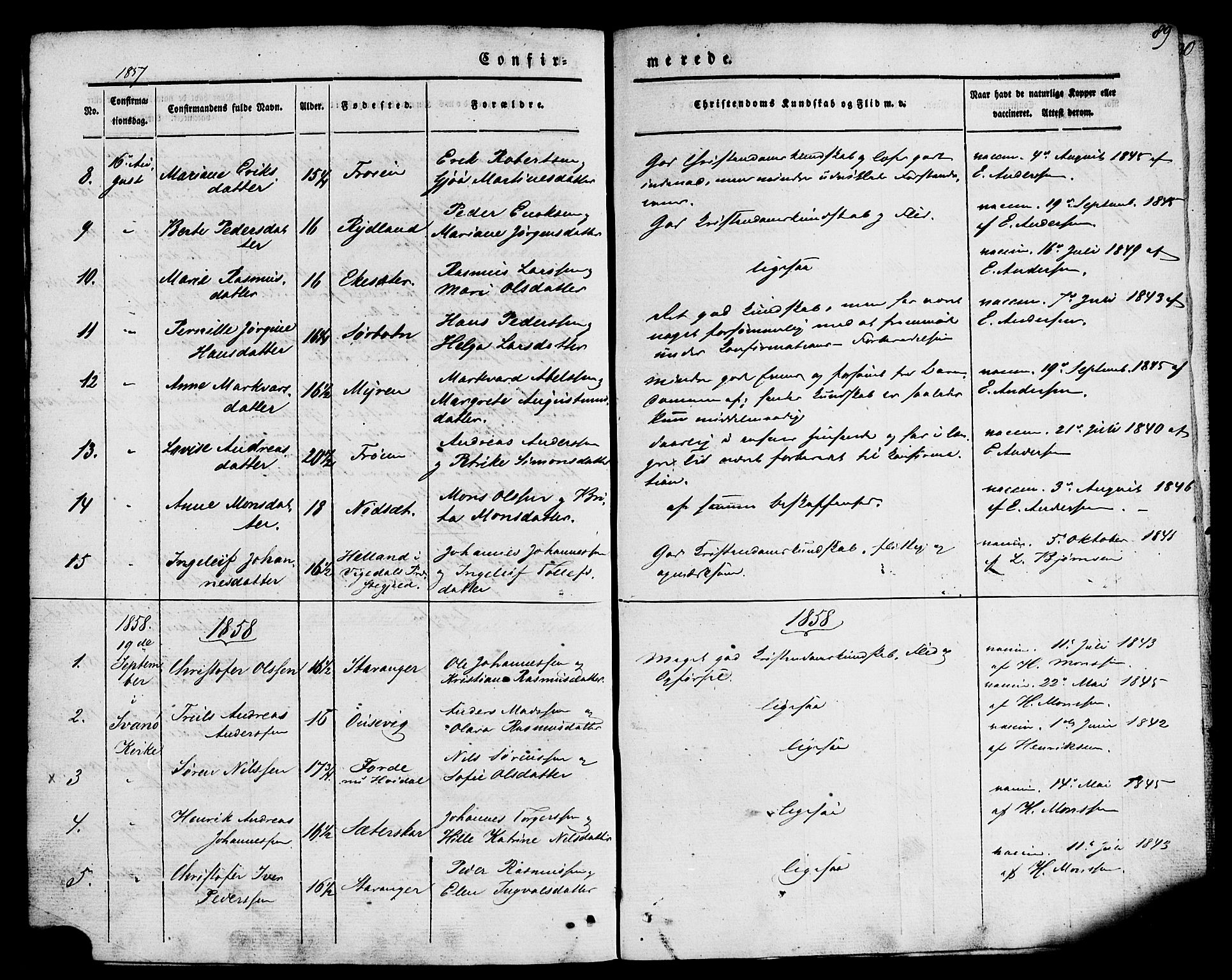 Kinn sokneprestembete, AV/SAB-A-80801/H/Haa/Haaa/L0007: Parish register (official) no. A 7, 1841-1858, p. 89