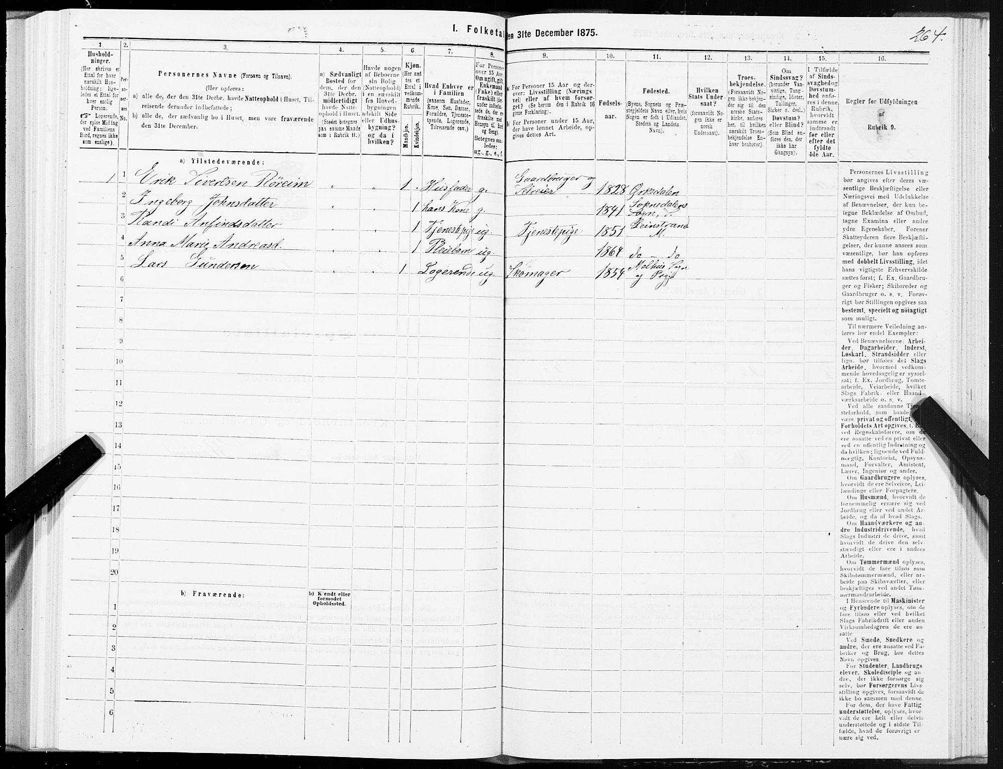 SAT, 1875 census for 1653P Melhus, 1875, p. 8264