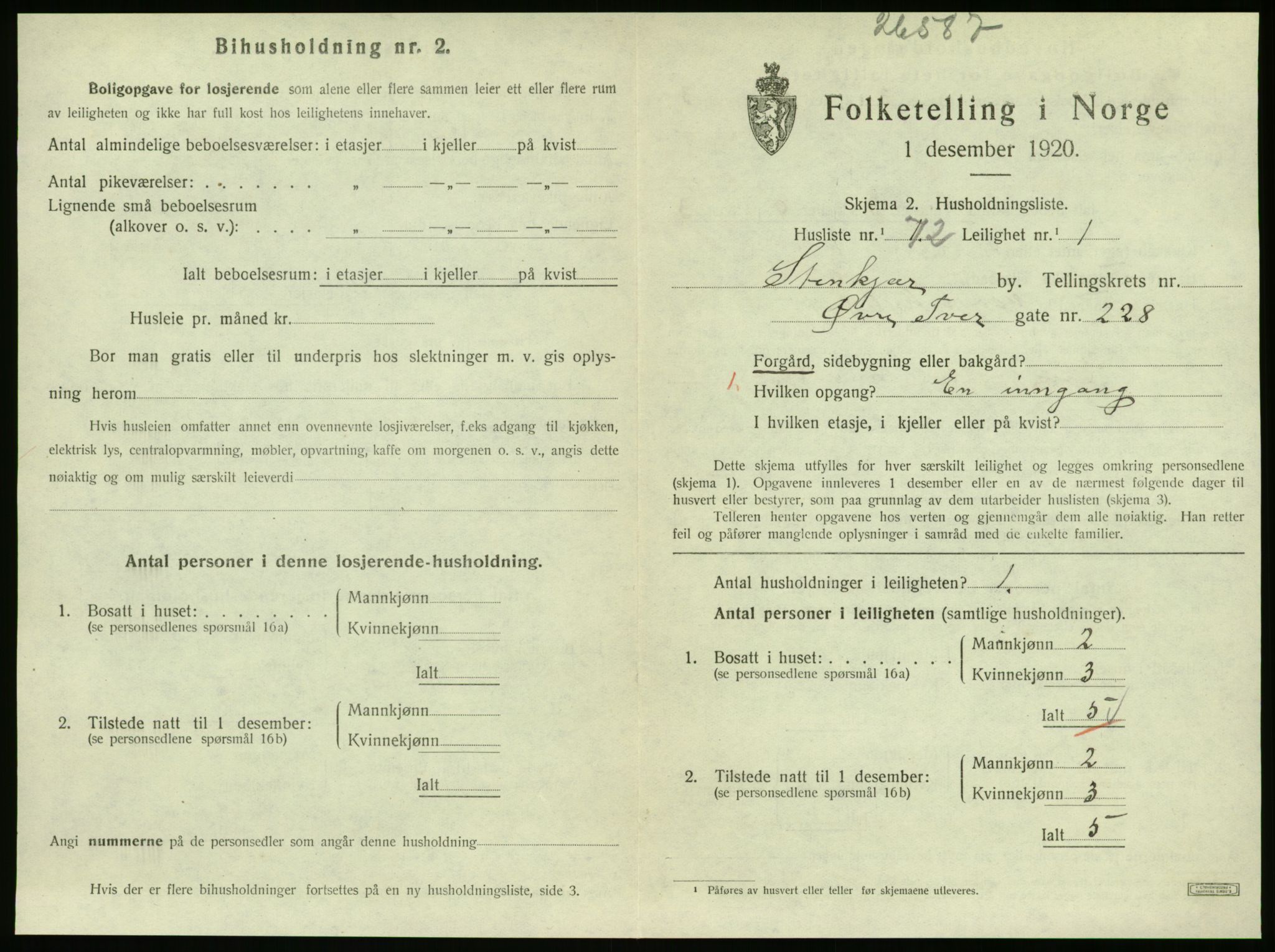 SAT, 1920 census for Steinkjer, 1920, p. 1356