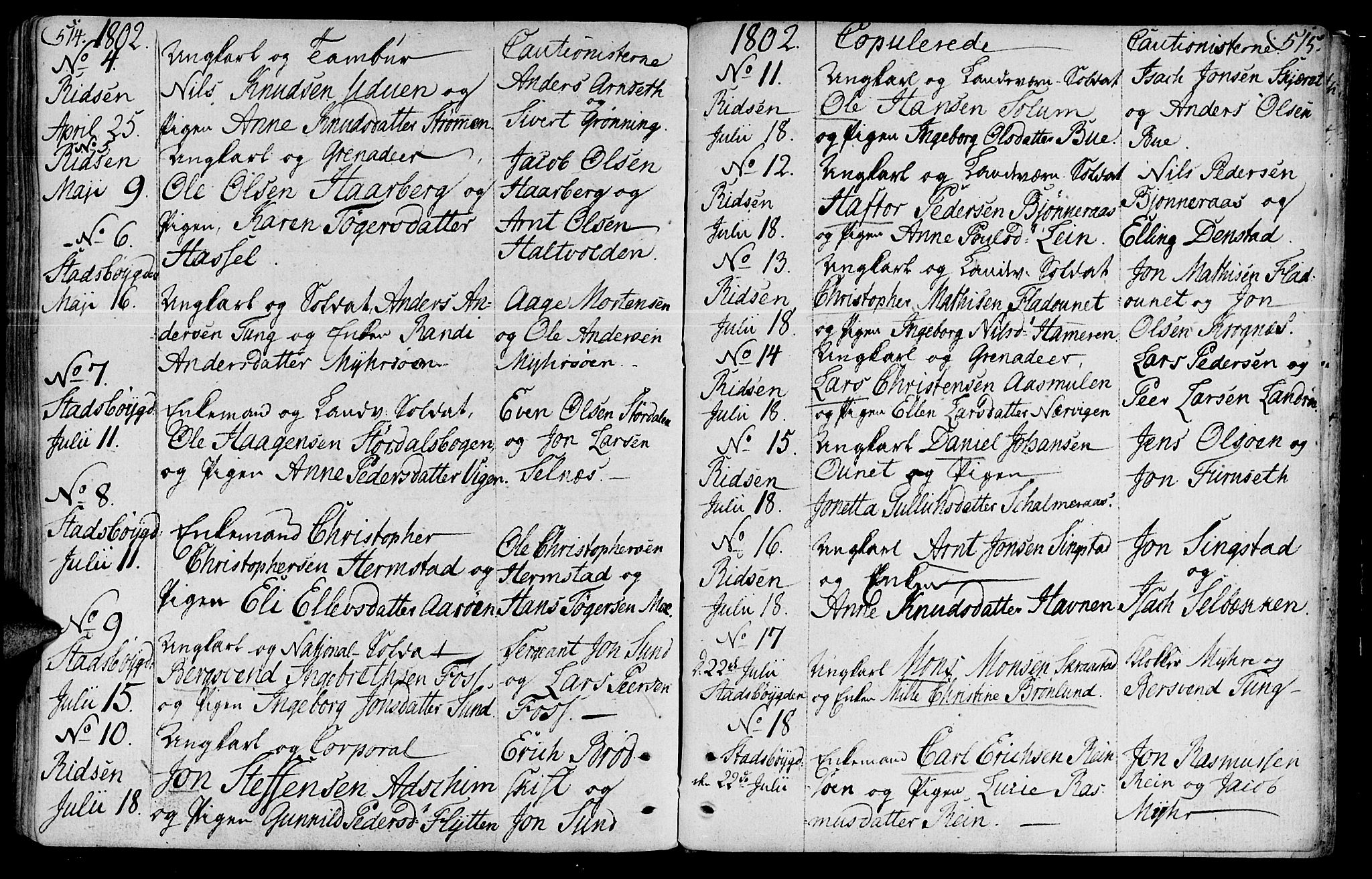 Ministerialprotokoller, klokkerbøker og fødselsregistre - Sør-Trøndelag, SAT/A-1456/646/L0606: Parish register (official) no. 646A04, 1791-1805, p. 514-515