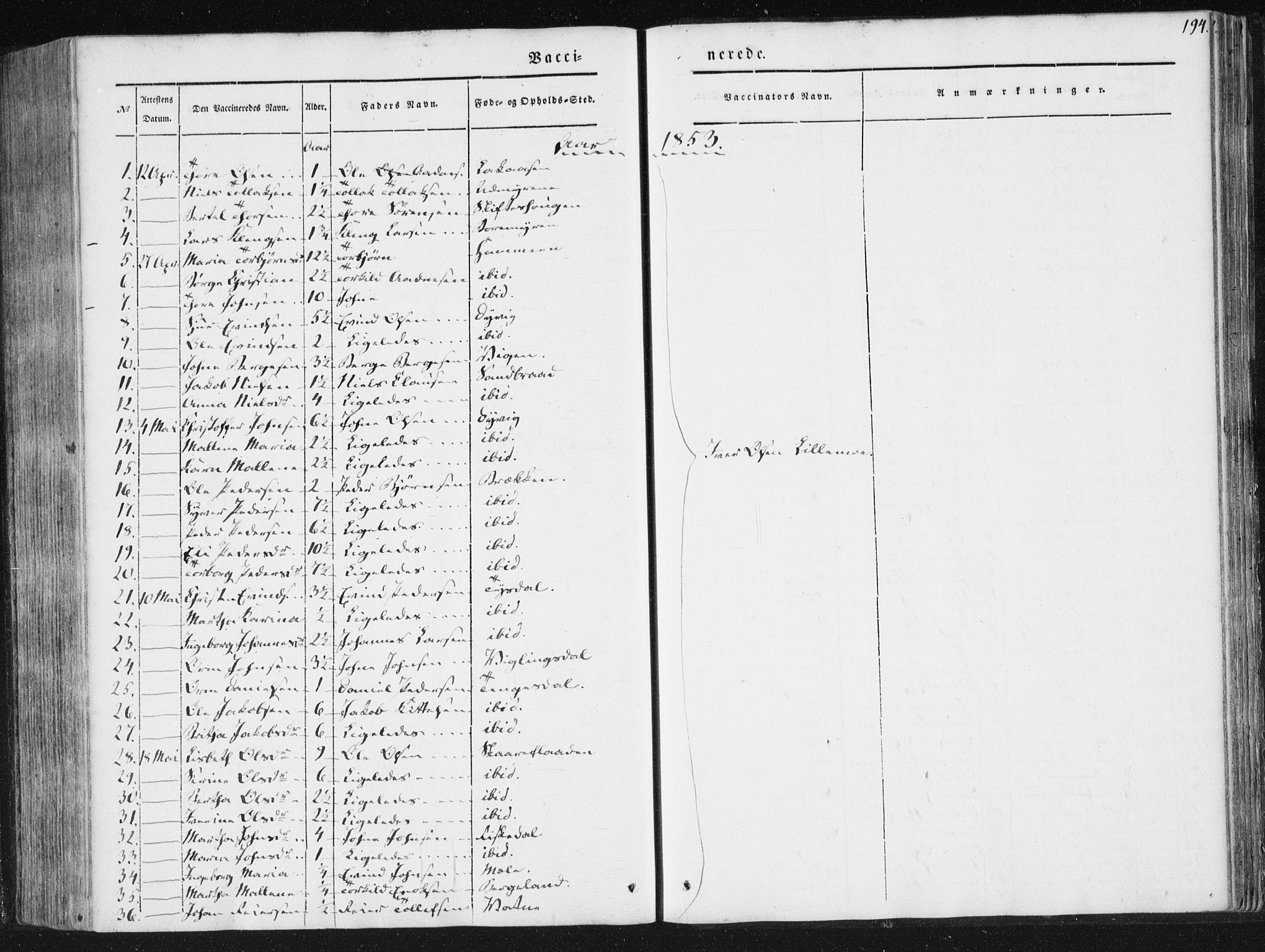 Hjelmeland sokneprestkontor, AV/SAST-A-101843/01/IV/L0008: Parish register (official) no. A 8, 1842-1861, p. 194