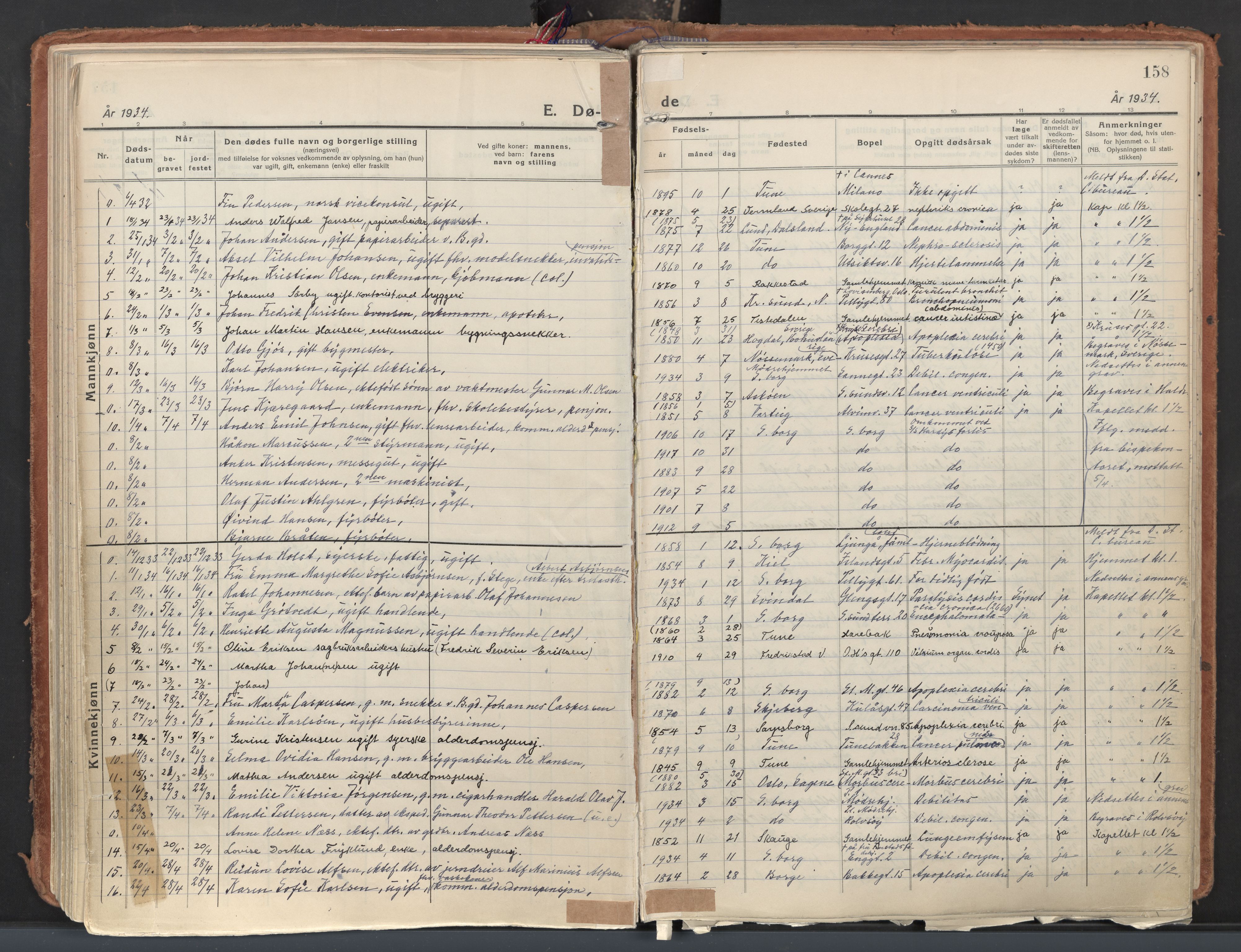 Sarpsborg prestekontor Kirkebøker, AV/SAO-A-2006/F/Fa/L0011: Parish register (official) no. 11, 1932-1959, p. 158