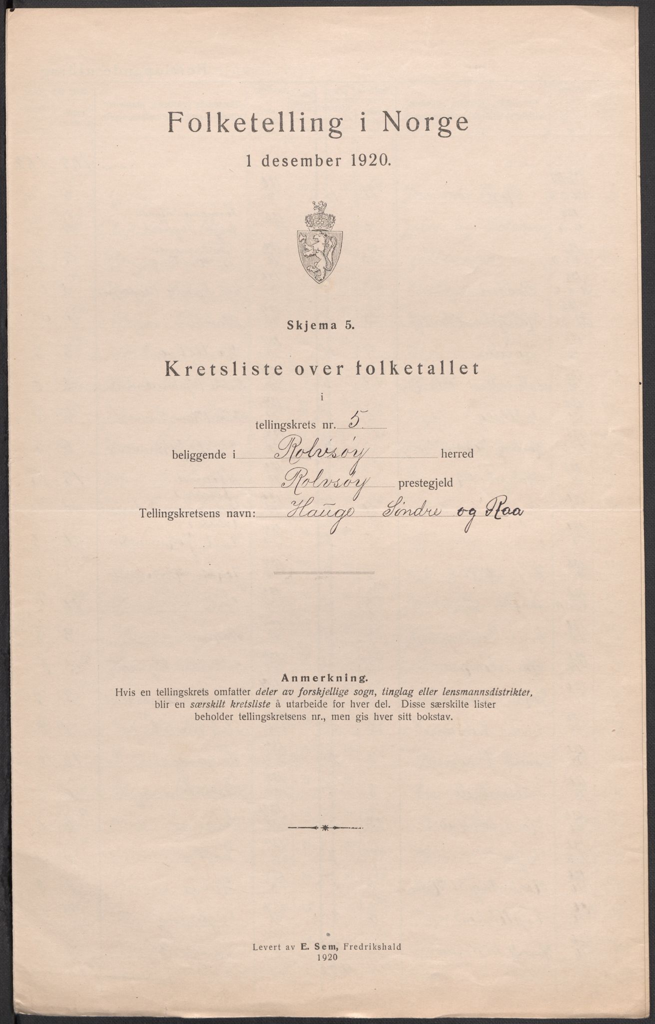SAO, 1920 census for Rolvsøy, 1920, p. 22