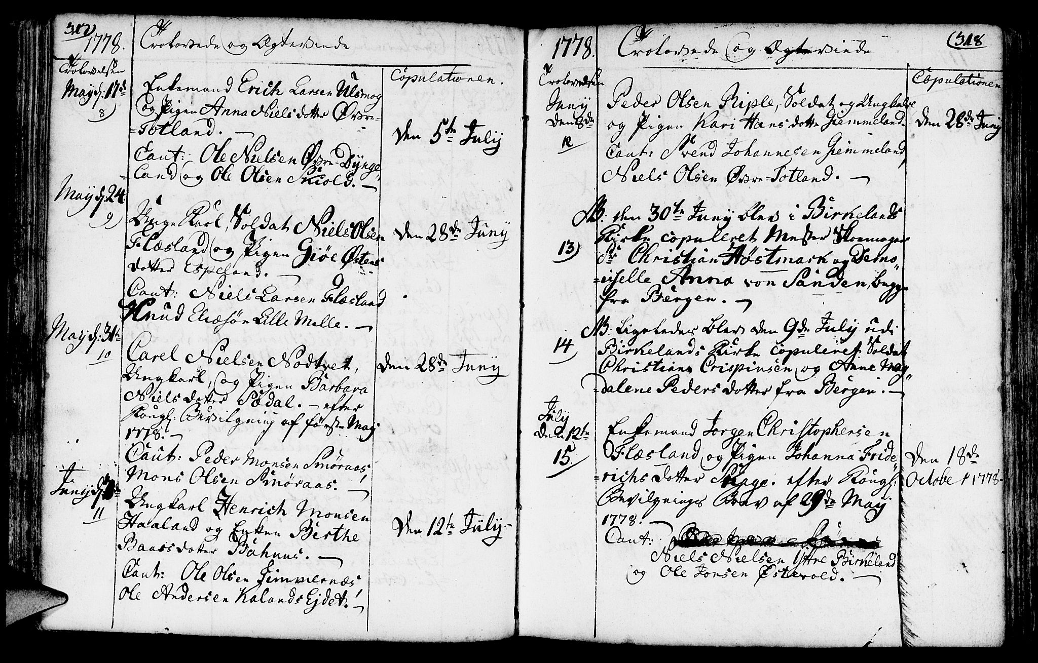 Fana Sokneprestembete, AV/SAB-A-75101/H/Haa/Haaa/L0005: Parish register (official) no. A 5, 1773-1799, p. 317-318