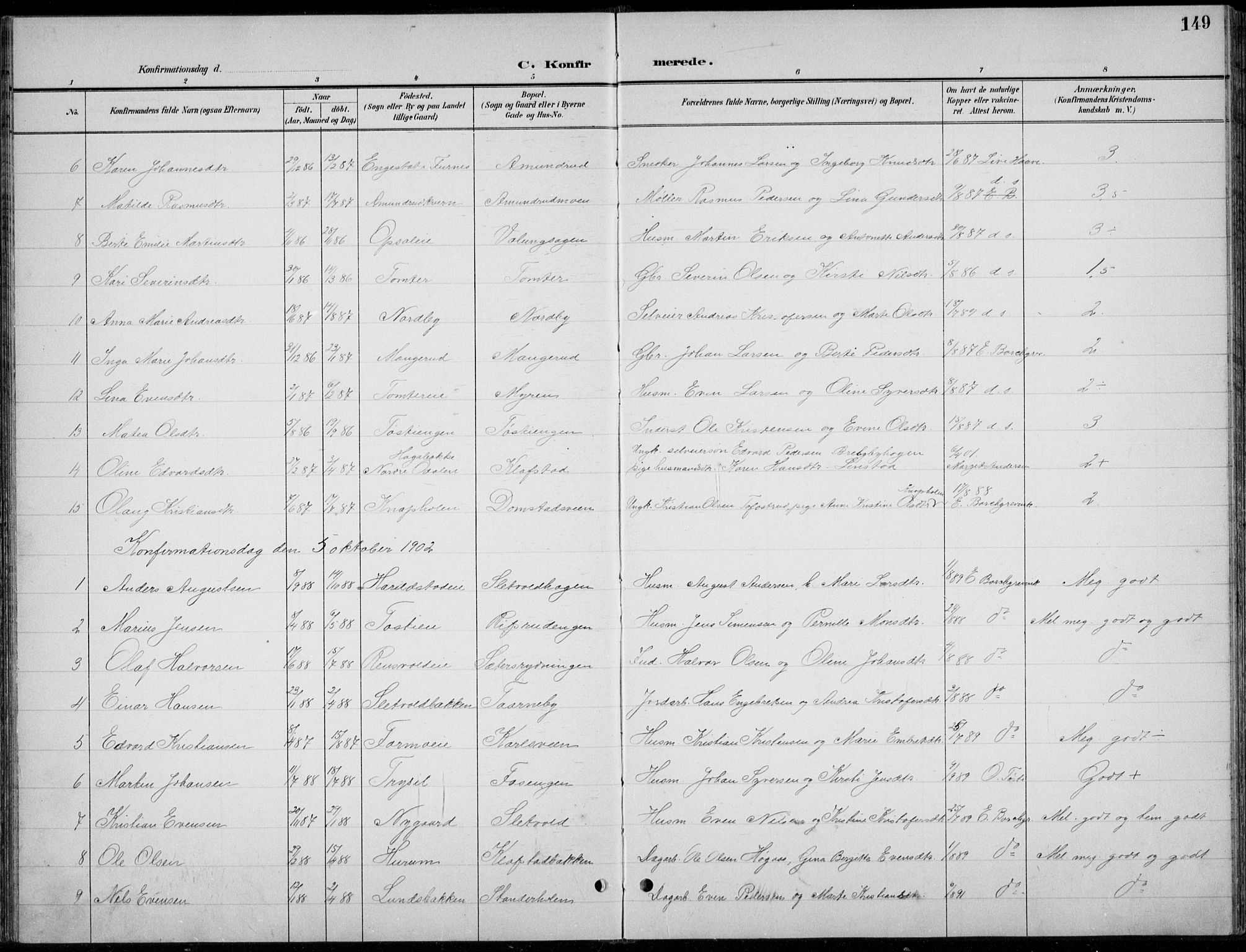 Romedal prestekontor, AV/SAH-PREST-004/L/L0013: Parish register (copy) no. 13, 1896-1937, p. 149