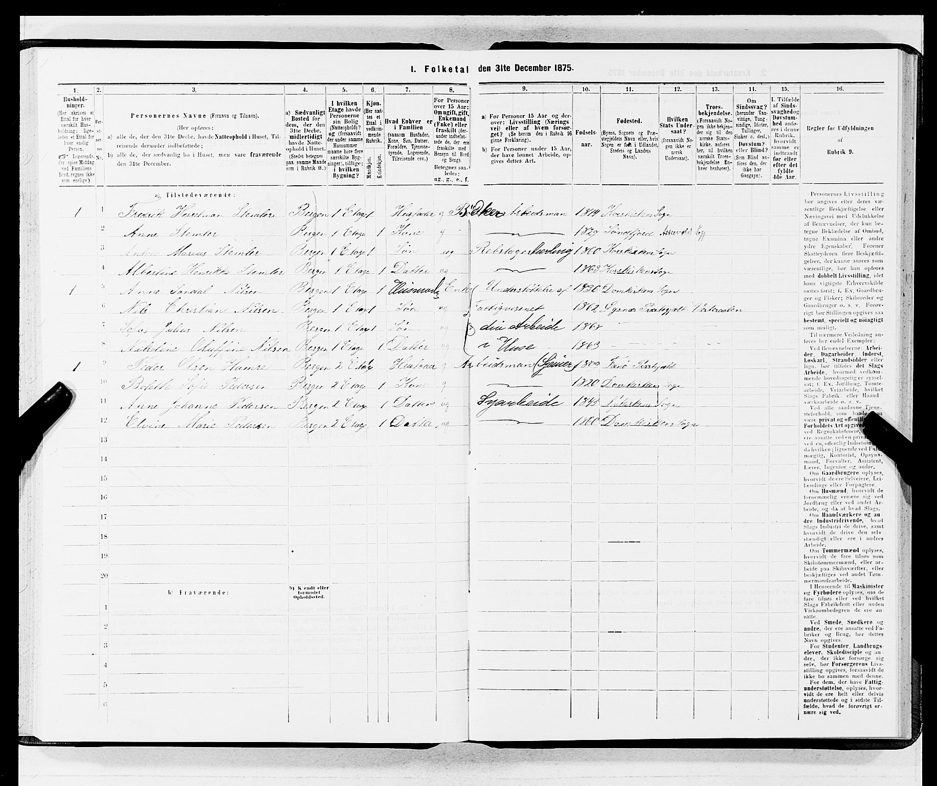 SAB, 1875 census for 1301 Bergen, 1875, p. 4229