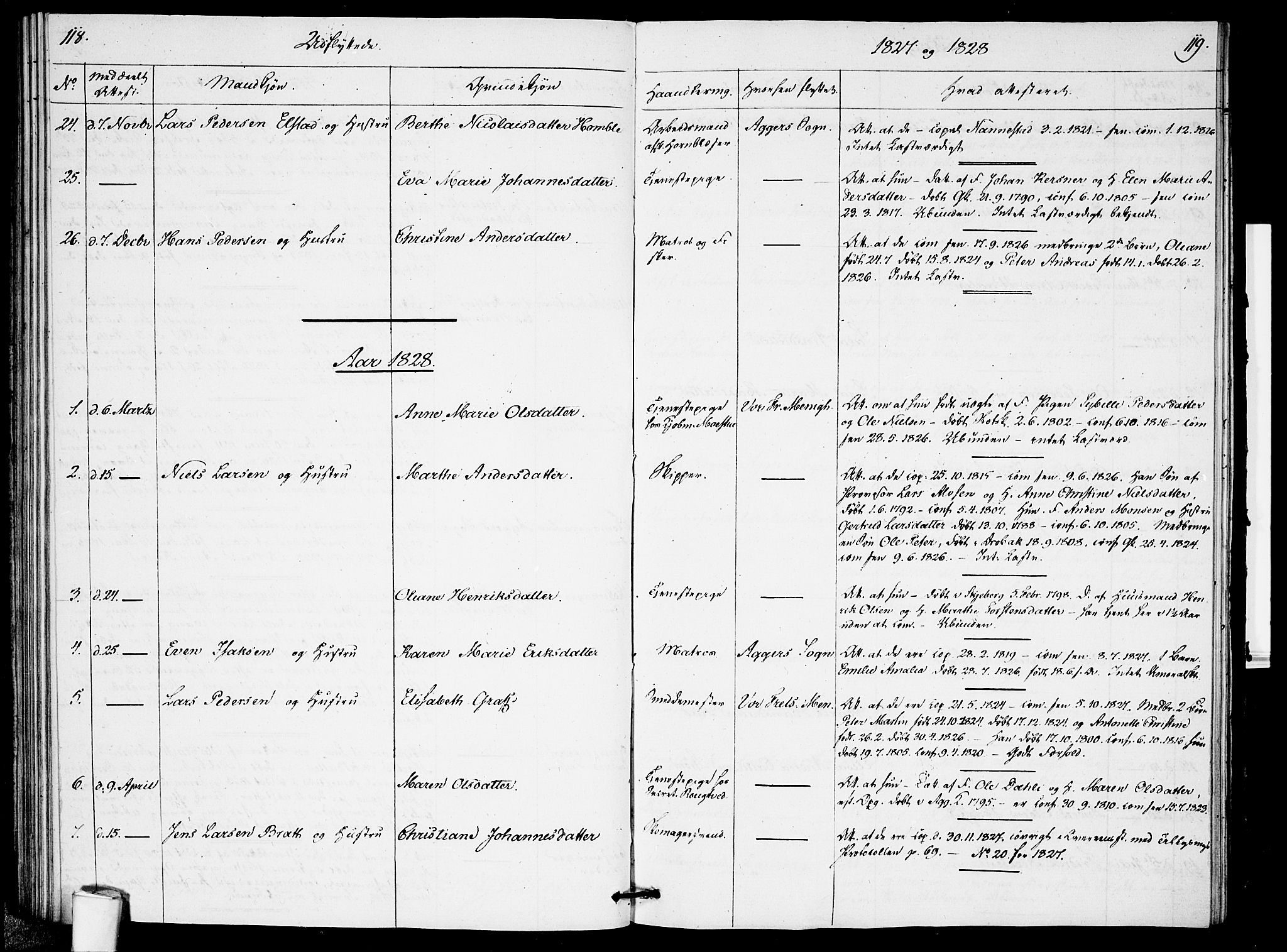 Garnisonsmenigheten Kirkebøker, SAO/A-10846/F/Fa/L0005: Parish register (official) no. 5, 1824-1830, p. 118-119