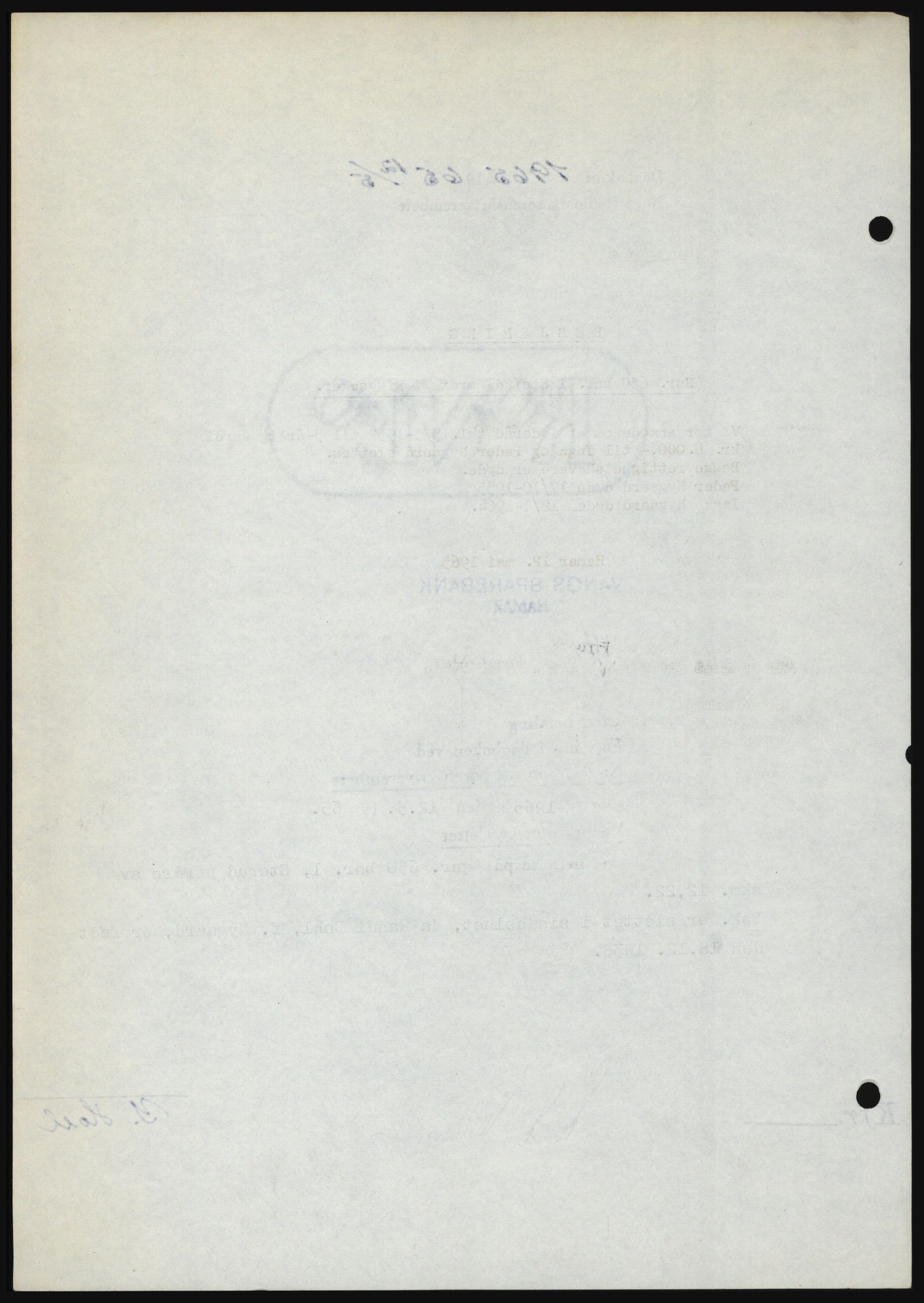 Nord-Hedmark sorenskriveri, SAH/TING-012/H/Hc/L0021: Mortgage book no. 21, 1964-1965, Diary no: : 1965/1965