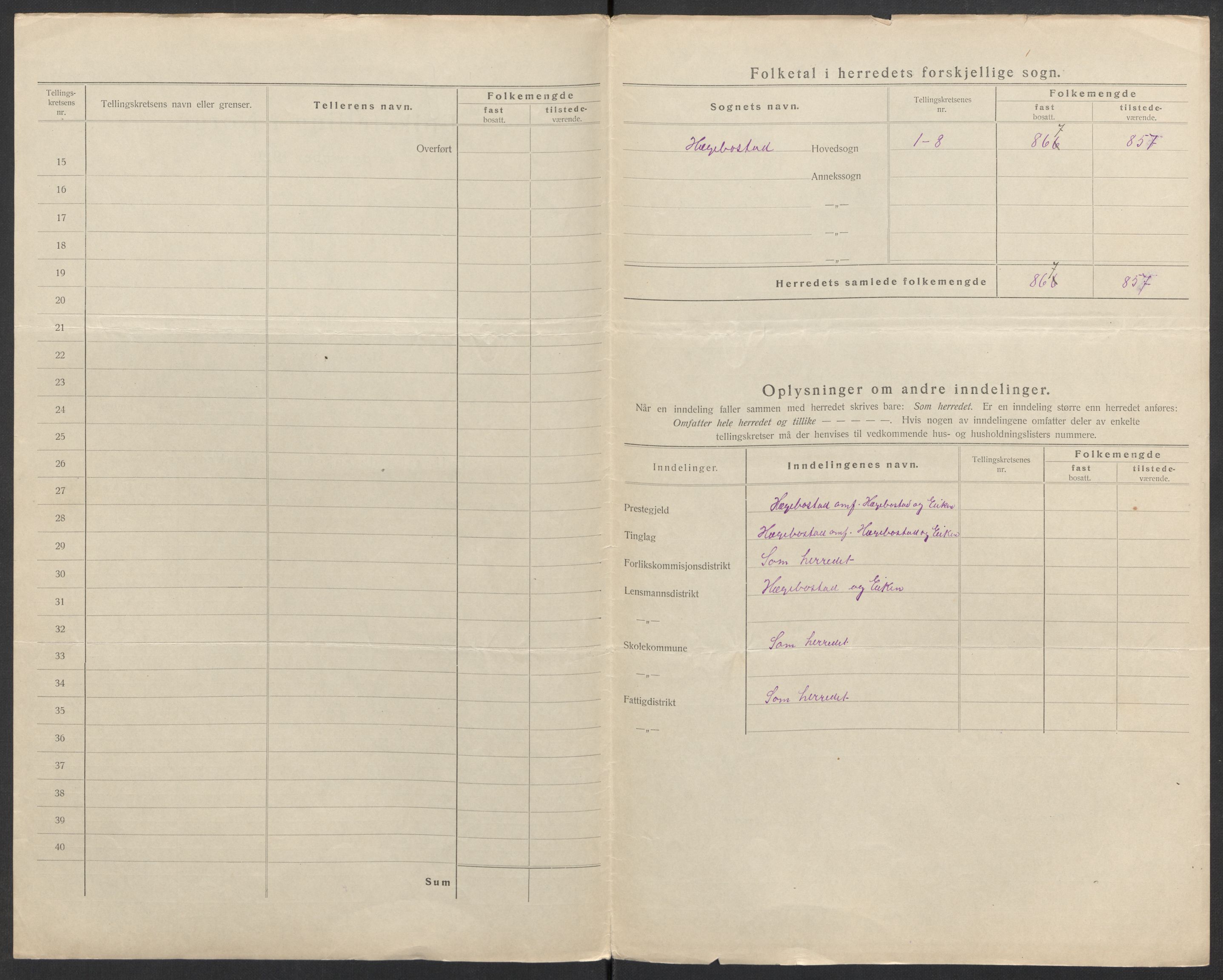 SAK, 1920 census for Hægebostad, 1920, p. 9