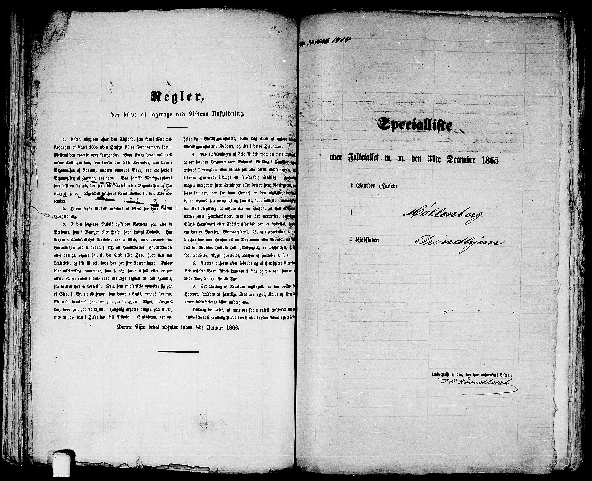 RA, 1865 census for Trondheim, 1865, p. 2907