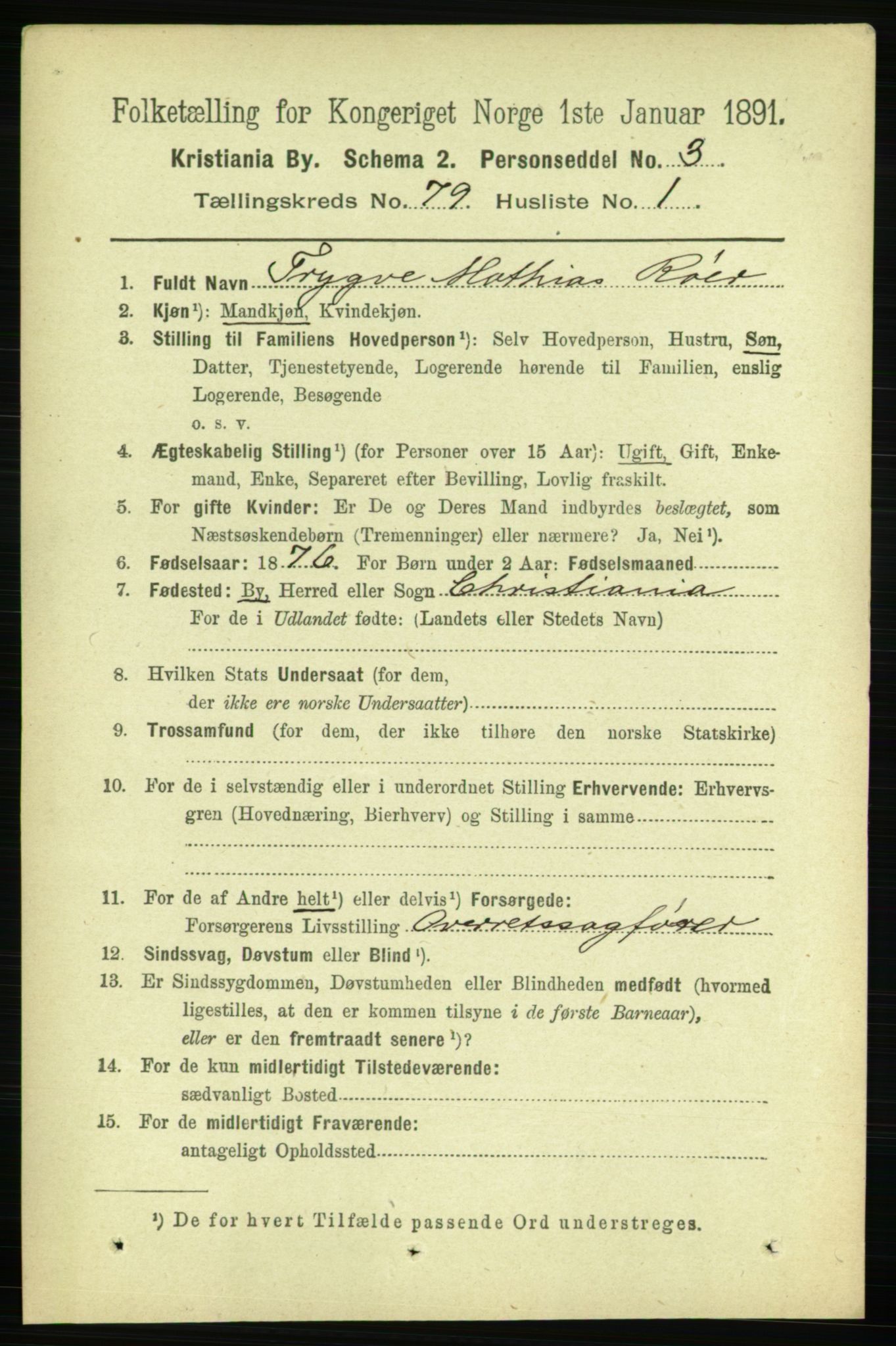 RA, 1891 census for 0301 Kristiania, 1891, p. 41101