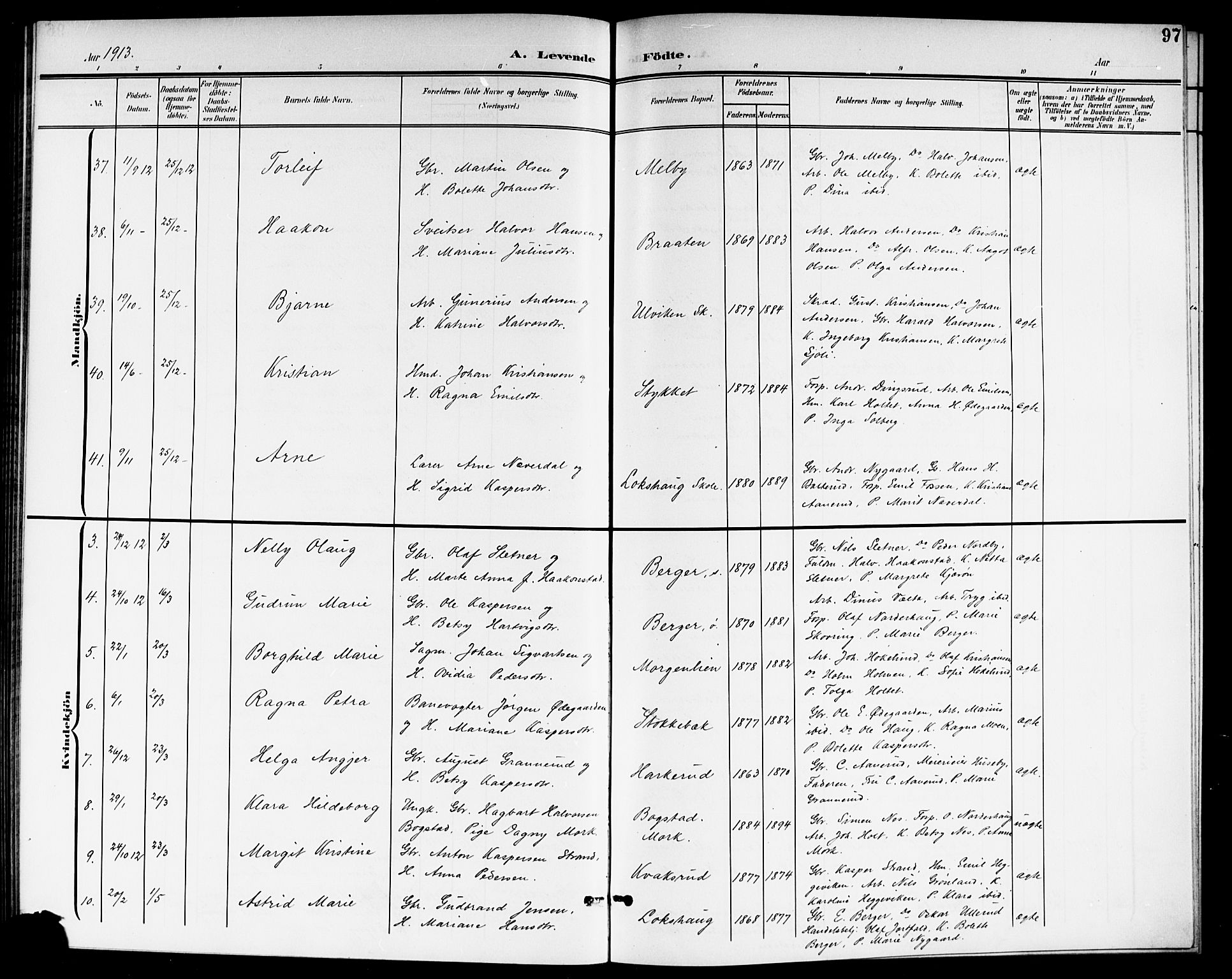 Aurskog prestekontor Kirkebøker, SAO/A-10304a/G/Ga/L0004: Parish register (copy) no. I 4, 1901-1921, p. 97