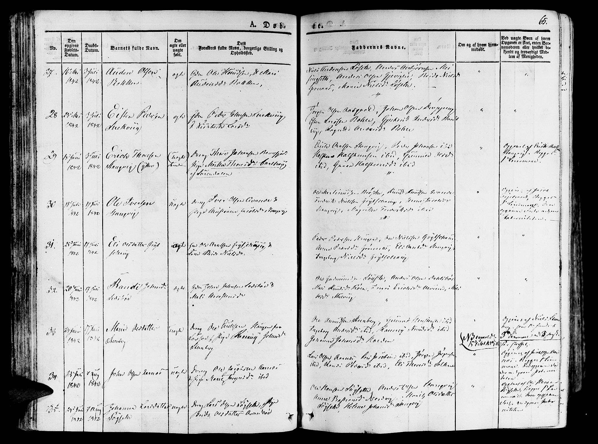 Ministerialprotokoller, klokkerbøker og fødselsregistre - Møre og Romsdal, AV/SAT-A-1454/592/L1024: Parish register (official) no. 592A03 /1, 1831-1849, p. 65