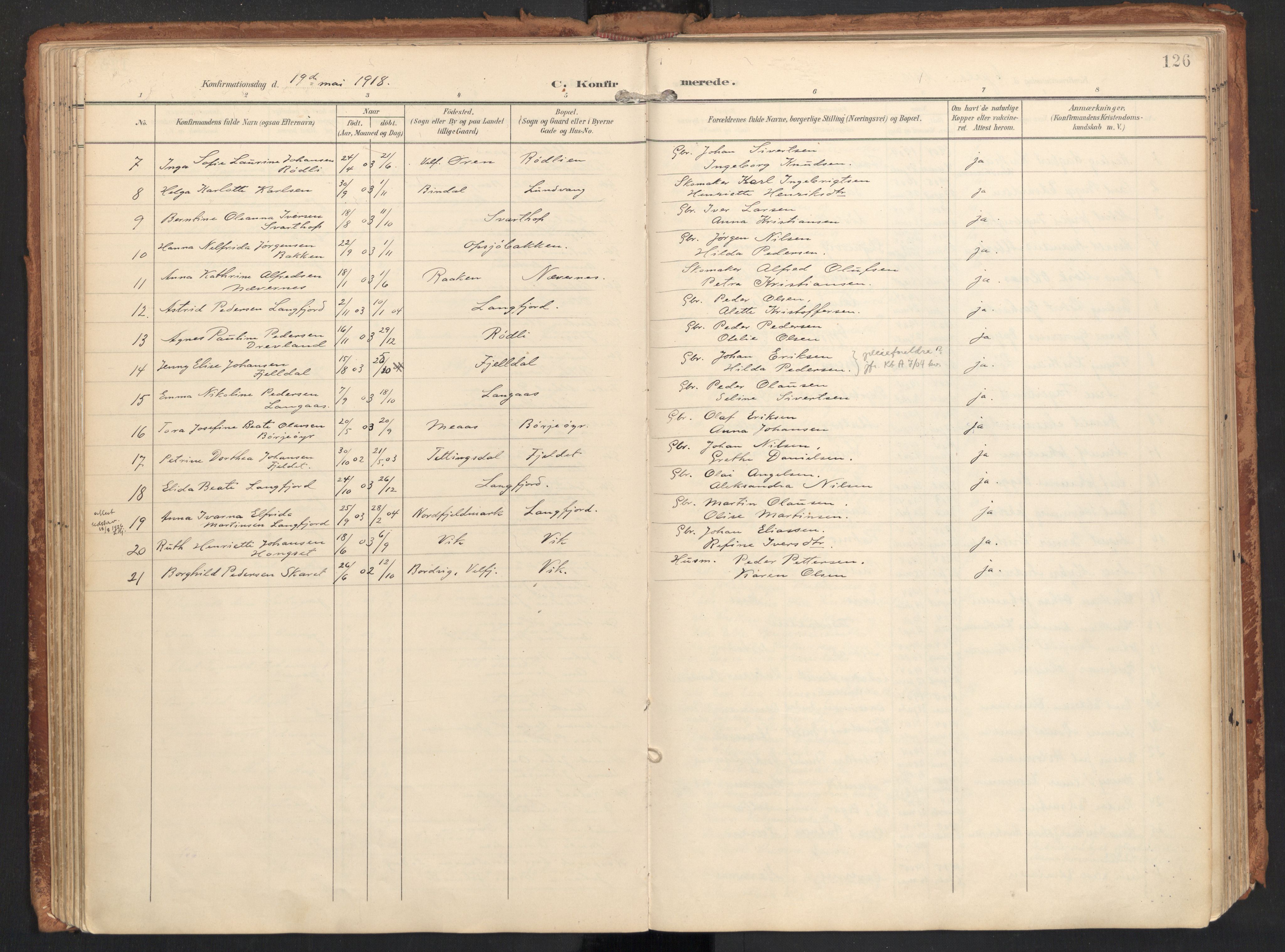 Ministerialprotokoller, klokkerbøker og fødselsregistre - Nordland, AV/SAT-A-1459/814/L0227: Parish register (official) no. 814A08, 1899-1920, p. 126