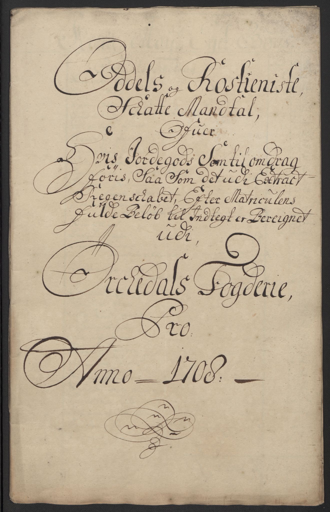 Rentekammeret inntil 1814, Reviderte regnskaper, Fogderegnskap, RA/EA-4092/R60/L3958: Fogderegnskap Orkdal og Gauldal, 1708, p. 369