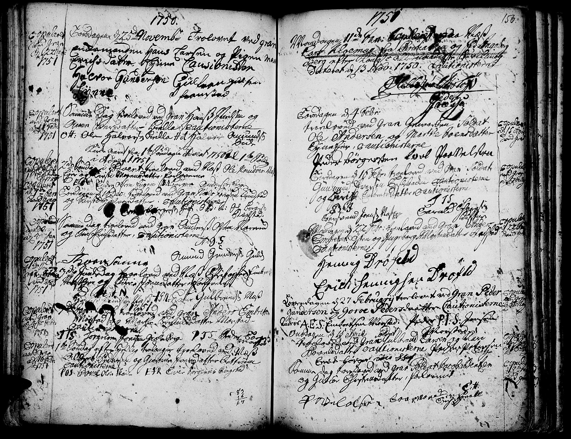 Gran prestekontor, SAH/PREST-112/H/Ha/Haa/L0003: Parish register (official) no. 3, 1745-1758, p. 156