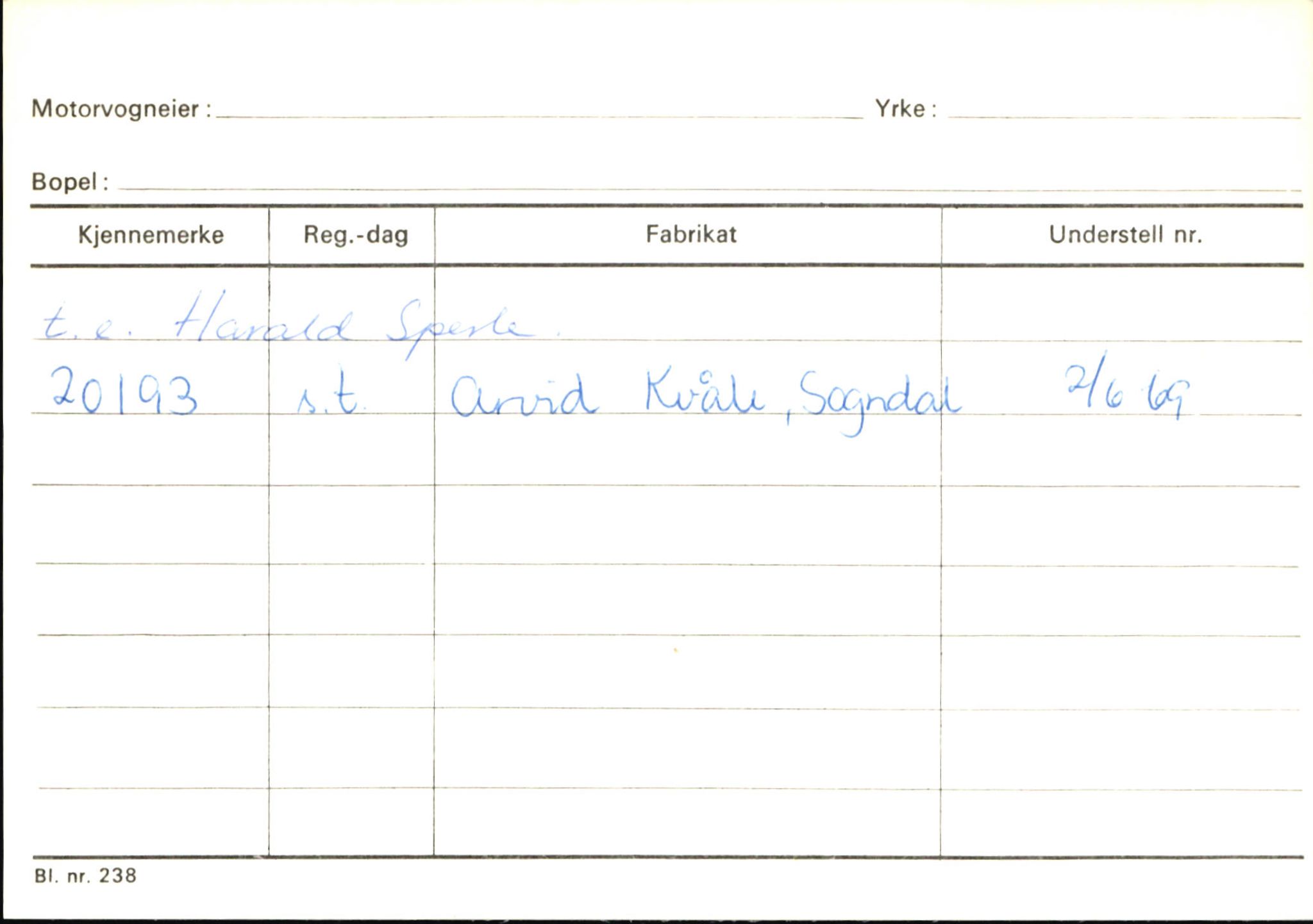 Statens vegvesen, Sogn og Fjordane vegkontor, AV/SAB-A-5301/4/F/L0145: Registerkort Vågsøy S-Å. Årdal I-P, 1945-1975, p. 1260