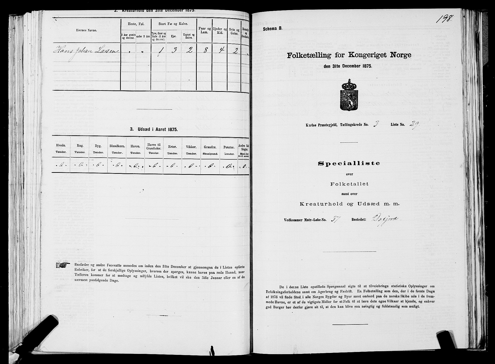 SATØ, 1875 census for 1936P Karlsøy, 1875, p. 2198